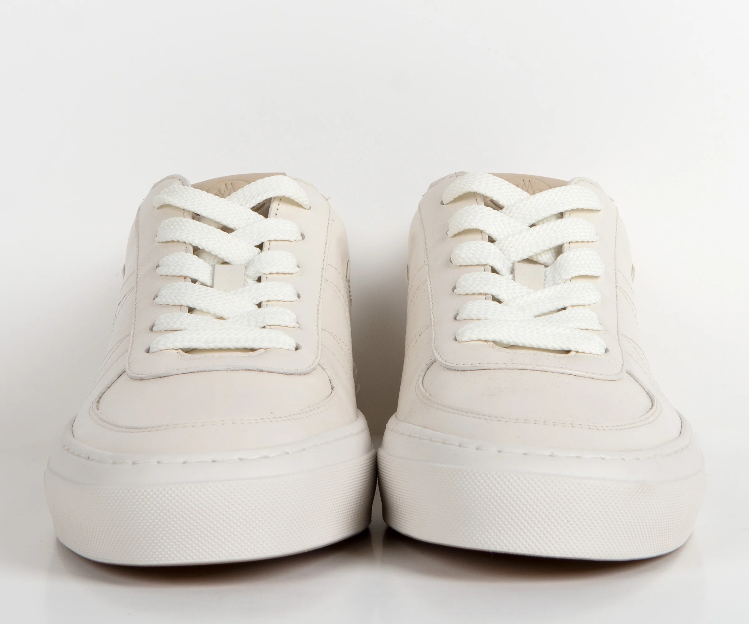 Moncler Monclub Stitched Leather Trainer Off-White - Image 3