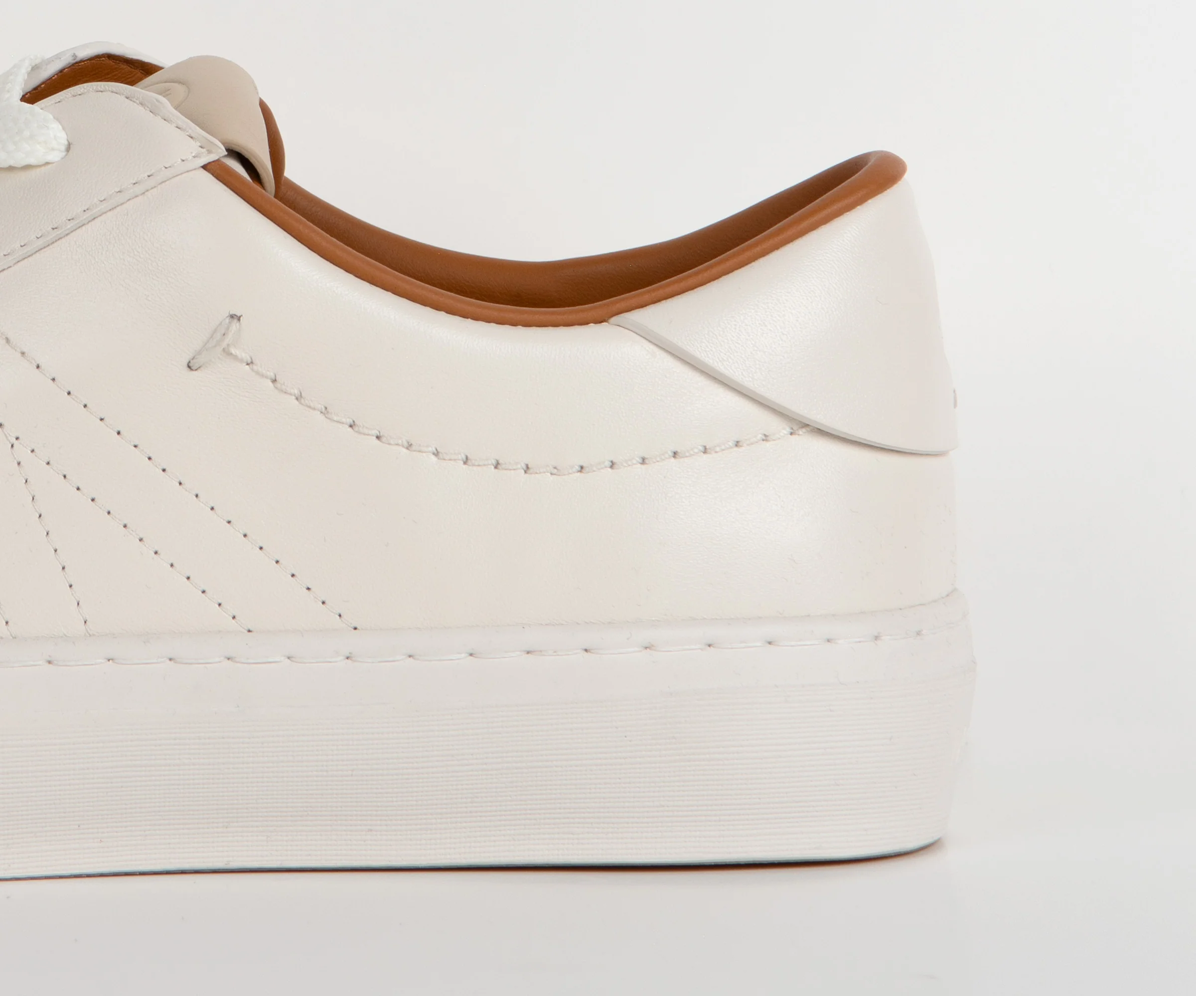 Moncler Monclub Stitched Leather Trainer Off-White - Image 4