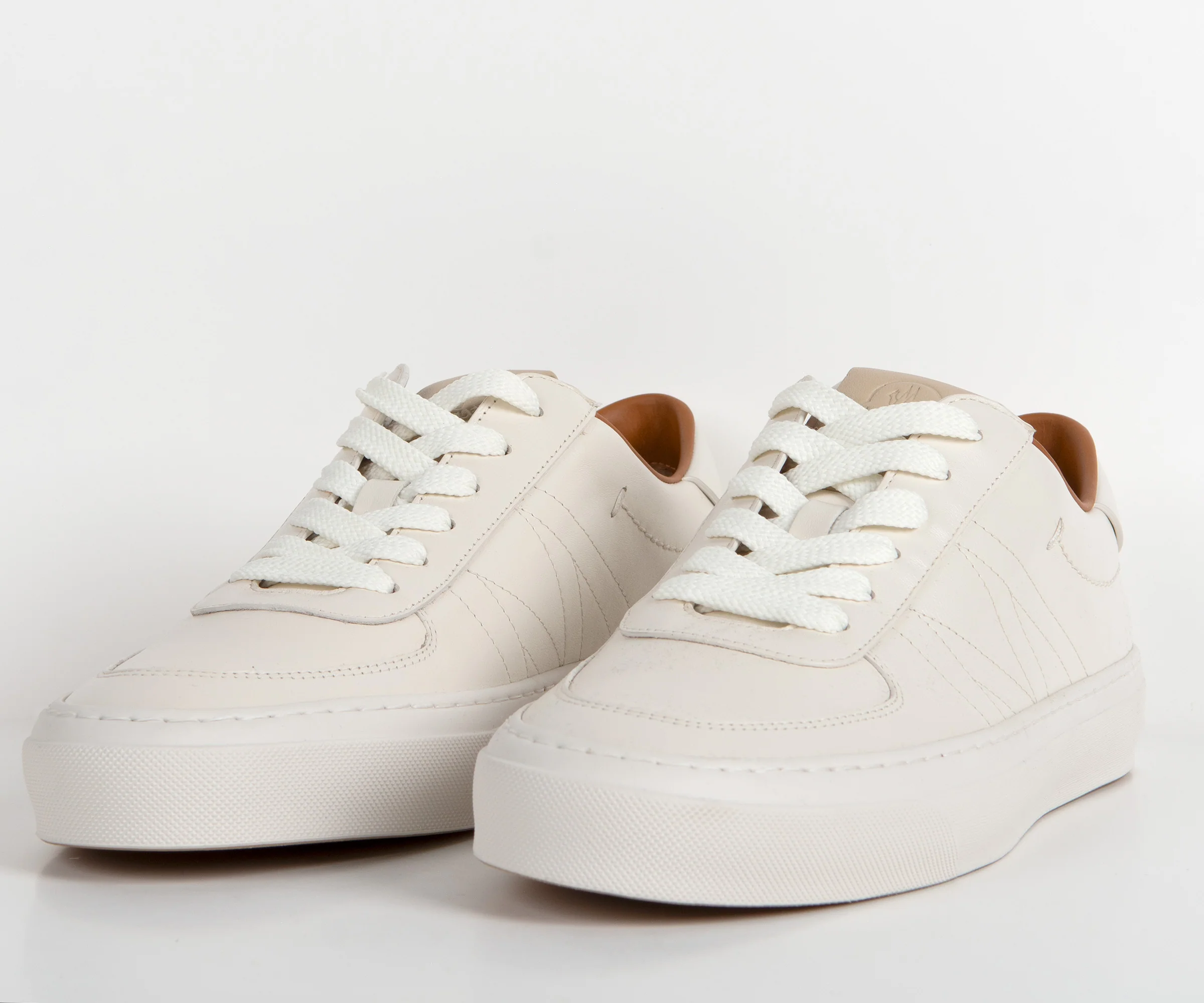 Moncler Monclub Stitched Leather Trainer Off-White - Image 5