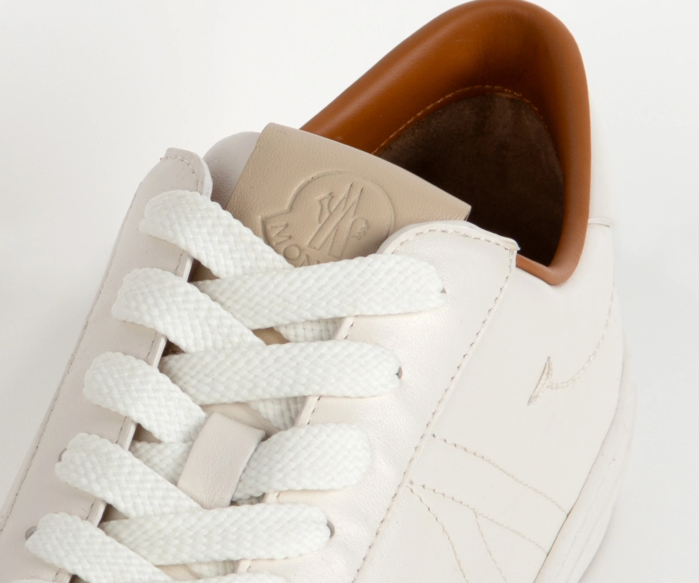 Moncler Monclub Stitched Leather Trainer Off-White - Image 6