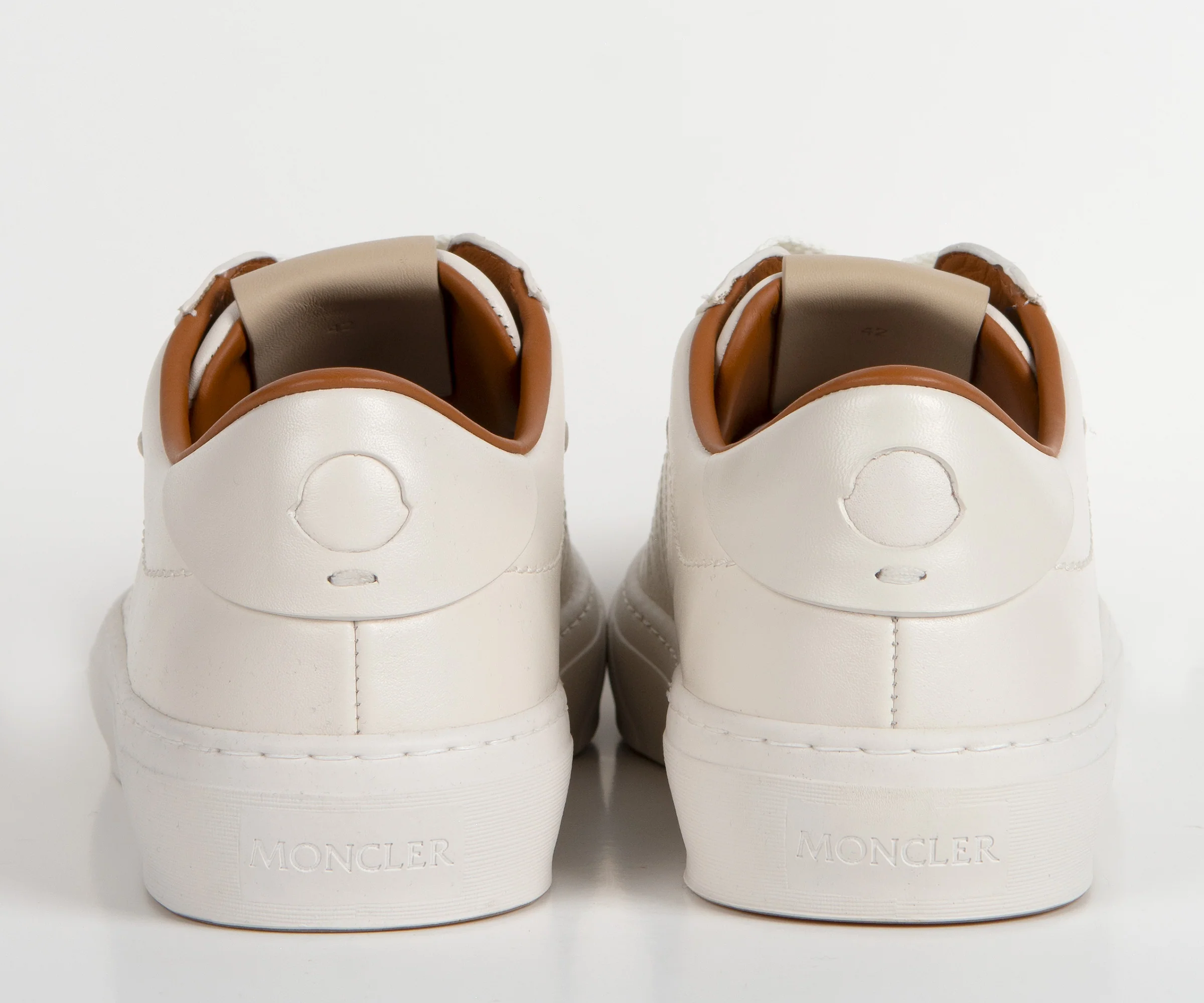 Moncler Monclub Stitched Leather Trainer Off-White - Image 7