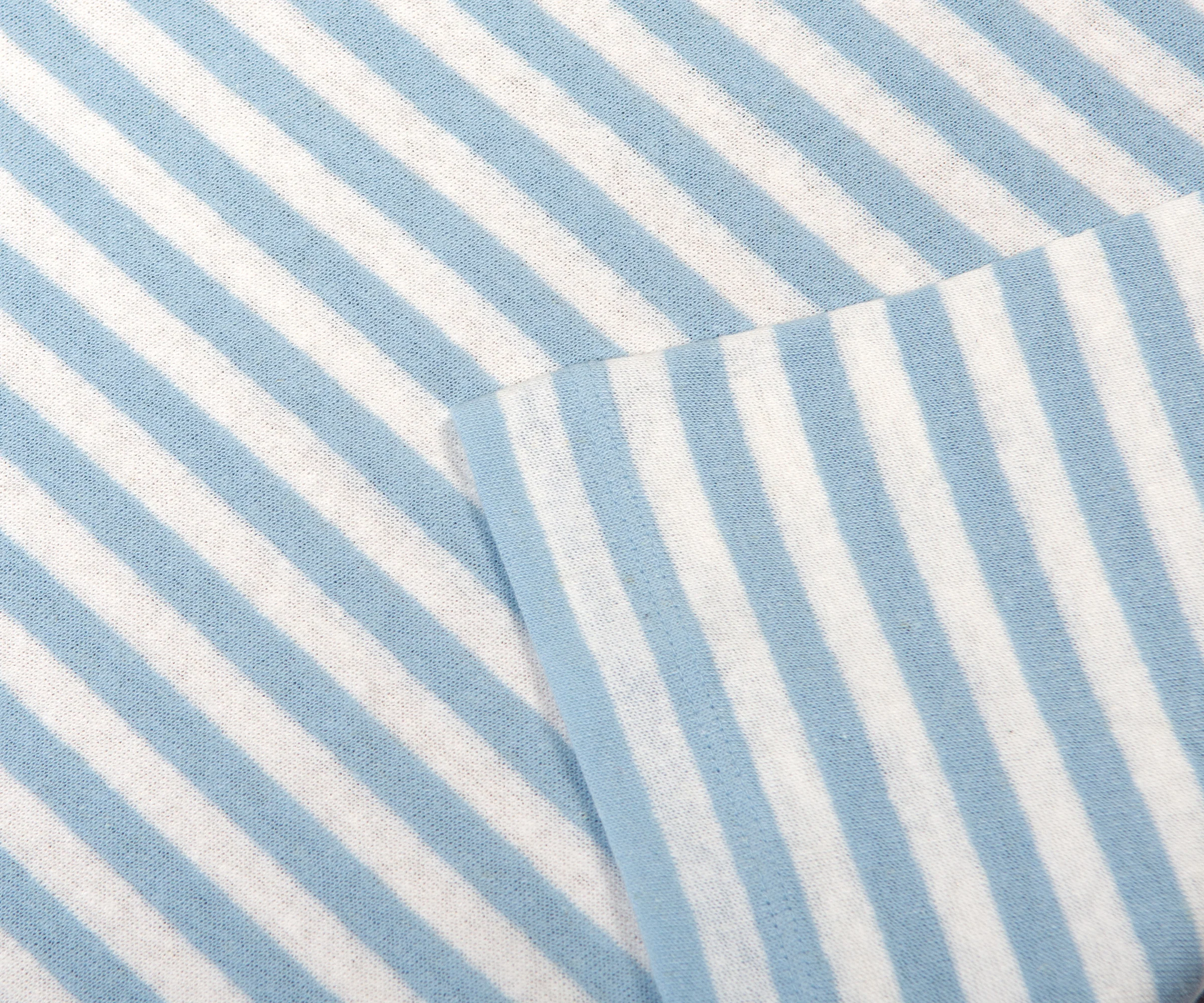 HUGO BOSS Tiburt Striped Linen T-Shirt Sky Blue/White - Image 3