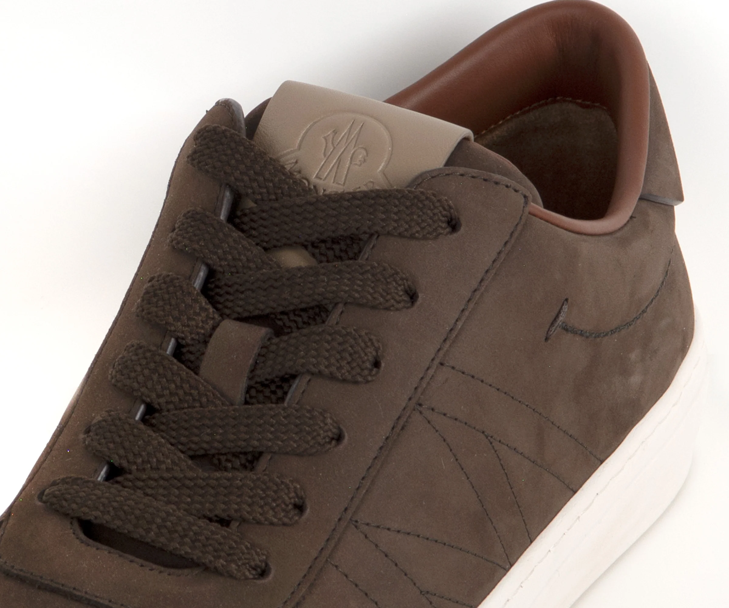 Moncler Monclub Stitched Suede Trainer Brown - Image 6