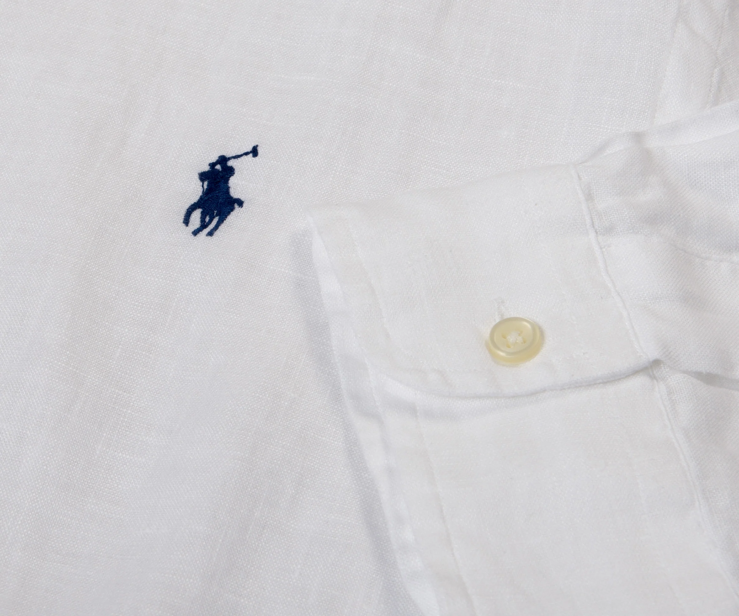 Ralph Lauren Custom Fit Linen Shirt White - Image 3