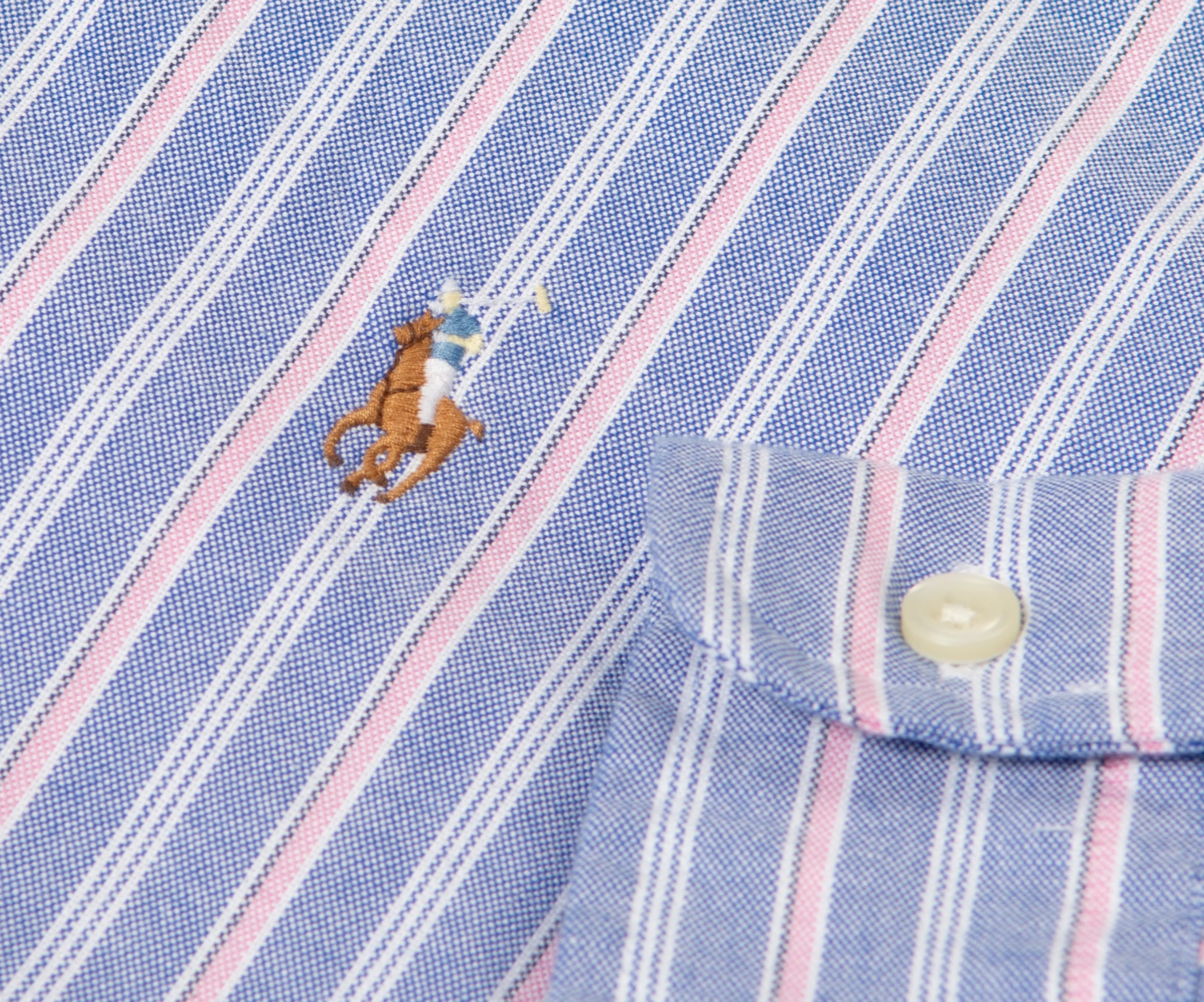 Ralph Lauren Striped LS Oxford Shirt Blue/Pink - Image 3