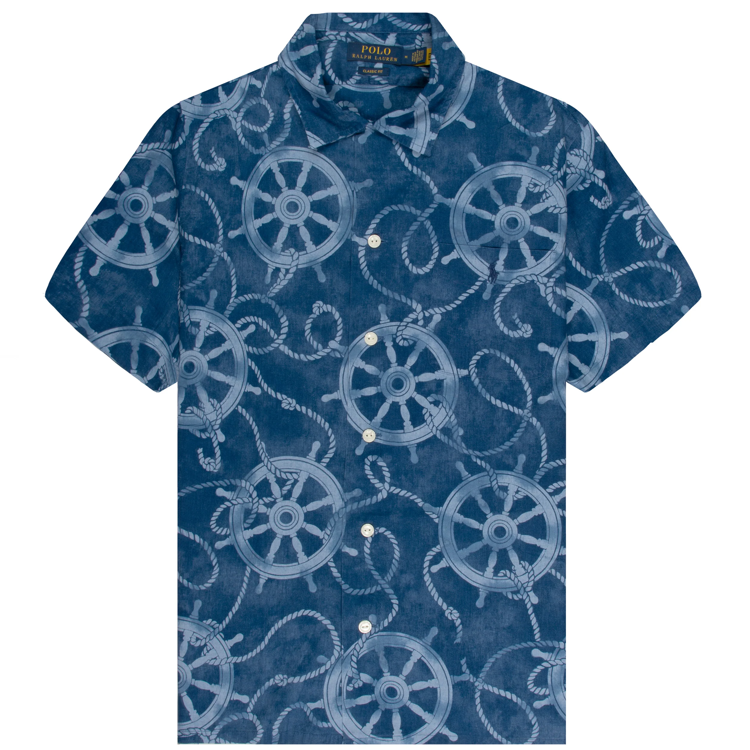 Ralph Lauren Nautical Print Linen SS Shirt Navy