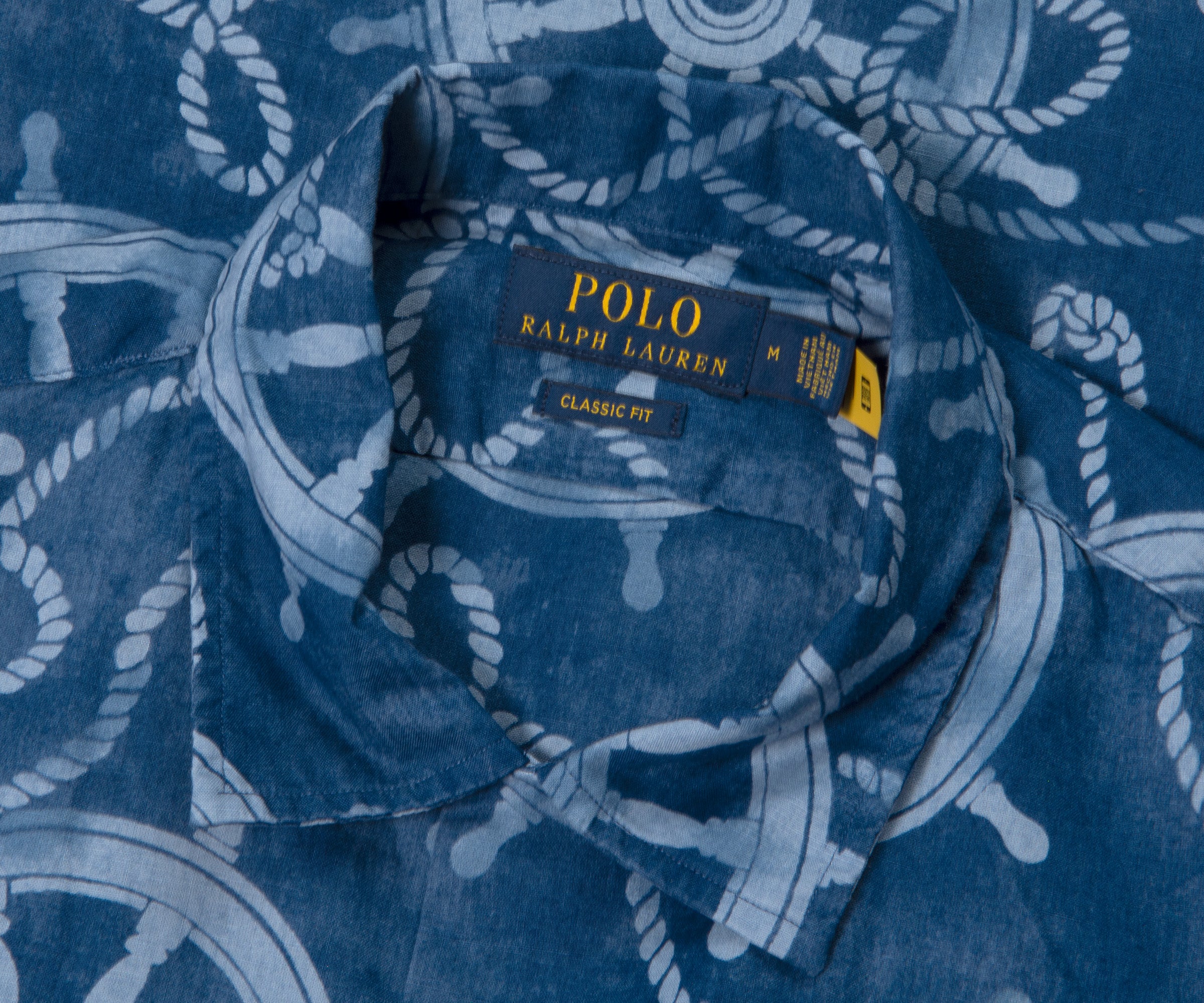 Ralph Lauren Nautical Print Linen SS Shirt Navy - Image 2