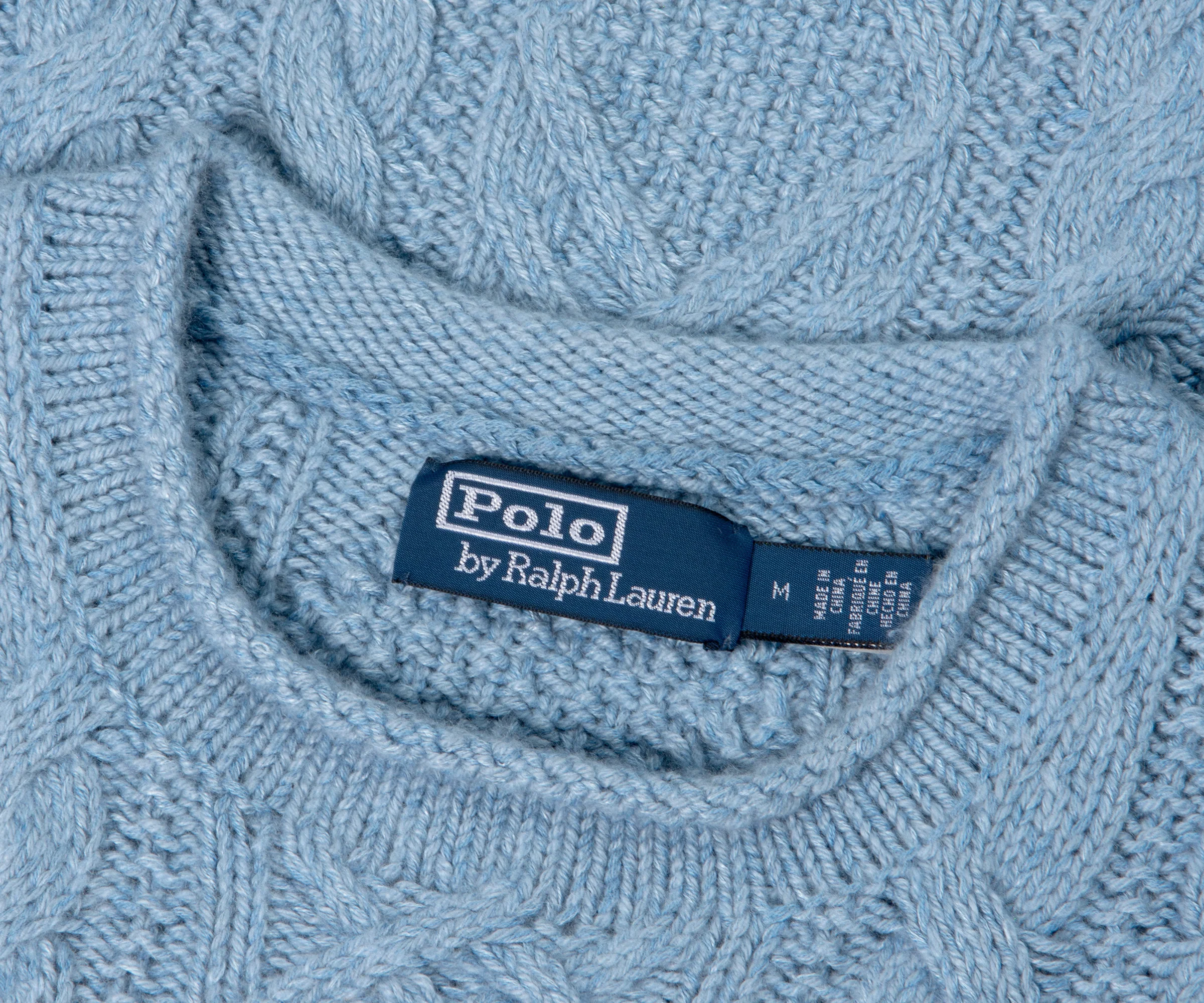 Ralph Lauren Aran Cable Knitted Jumper Blue - Image 2