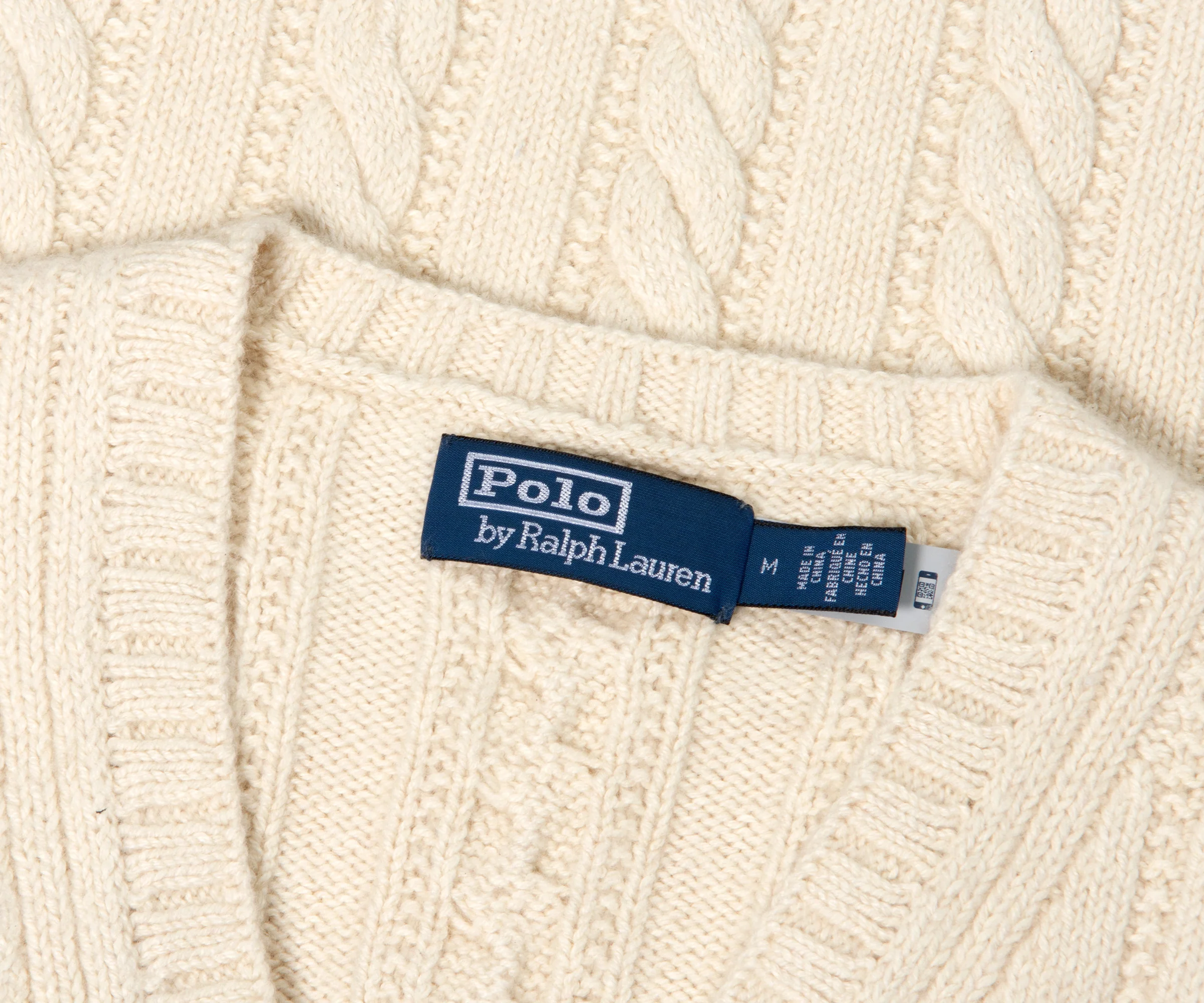 Ralph Lauren V Neck Aran Knitted Vest Cream - Image 2