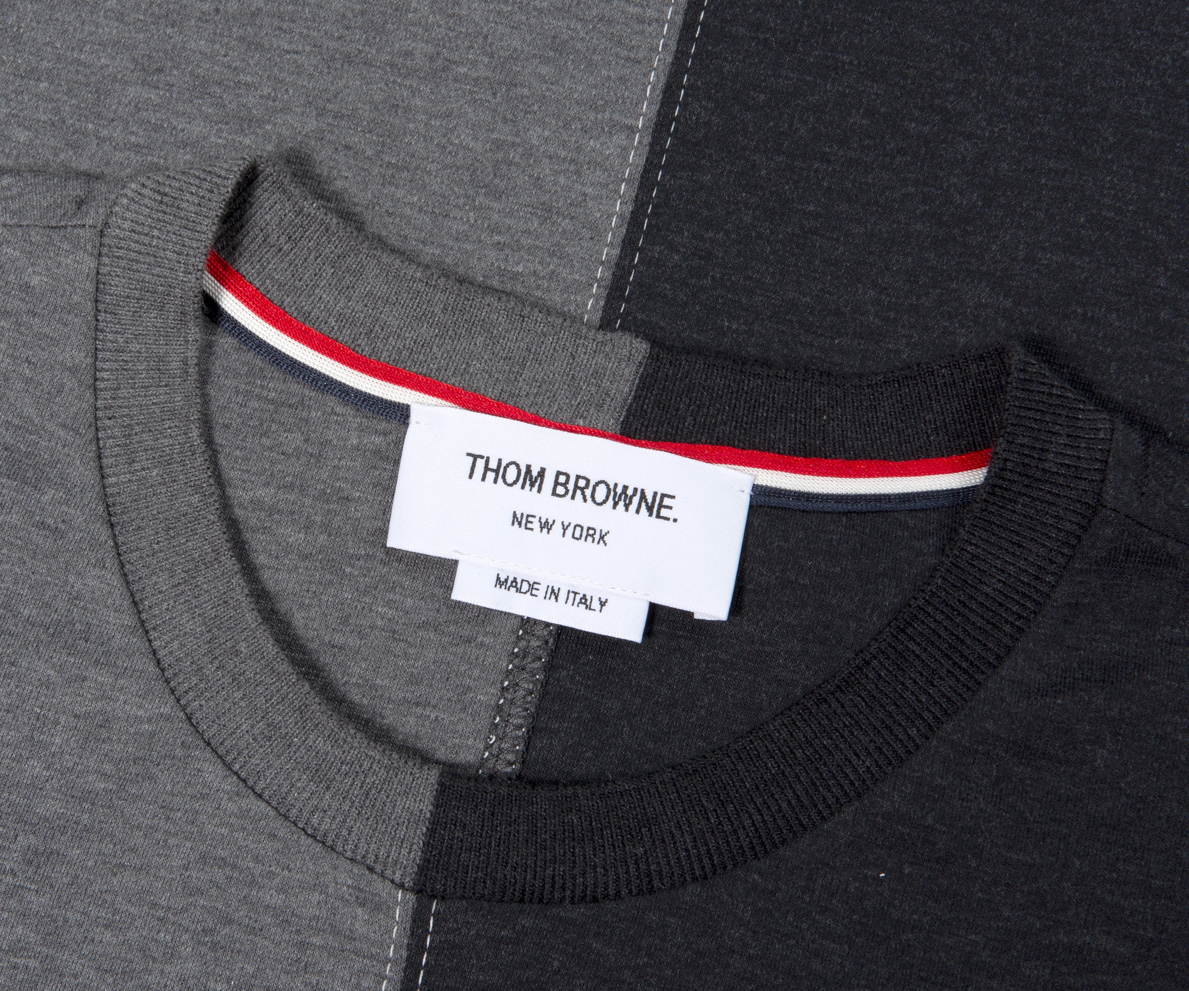 Thom Browne Contrast Stitching Split T-Shirt Grey - Image 2