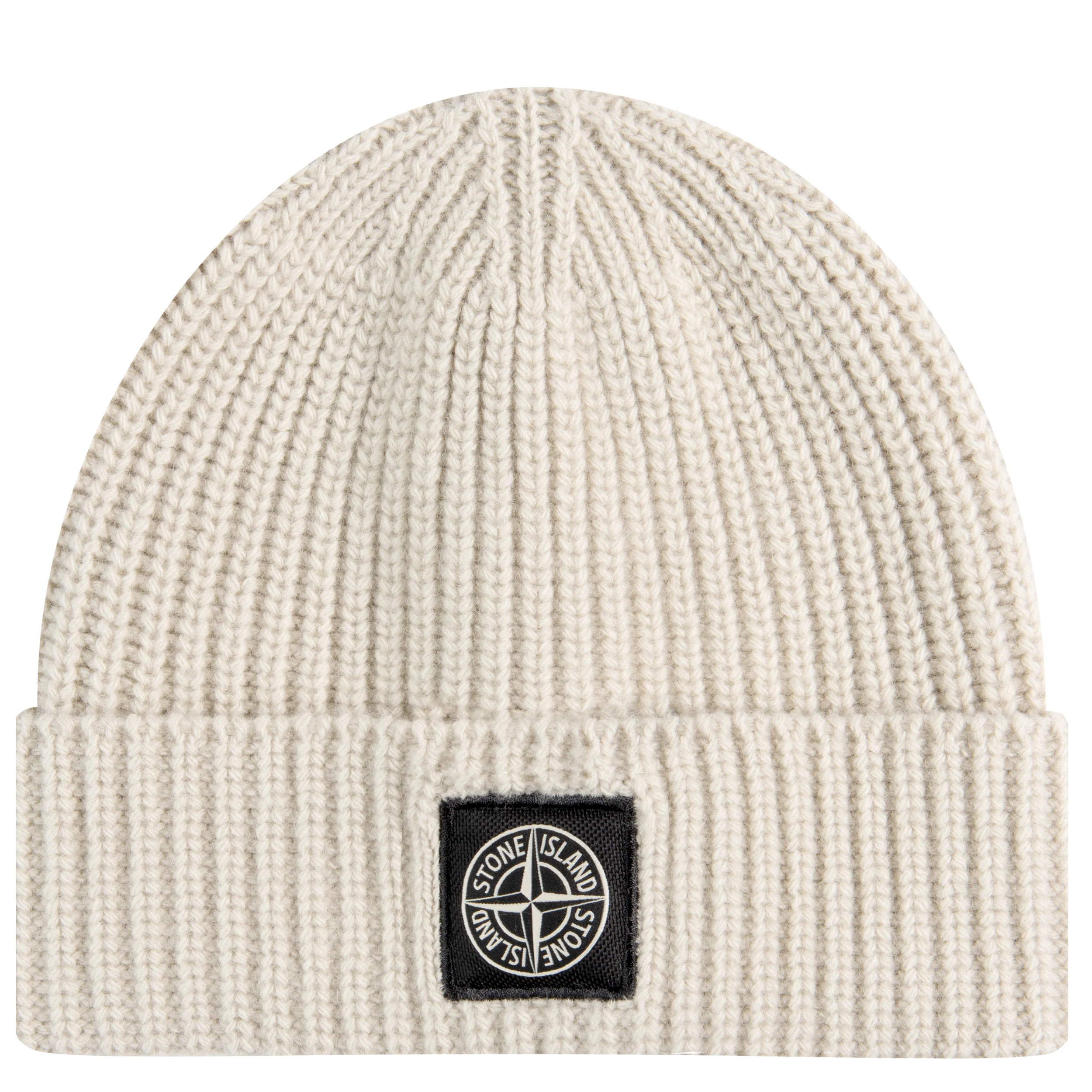 Stone Island Wool Ribbed Patch Beanie Plaster