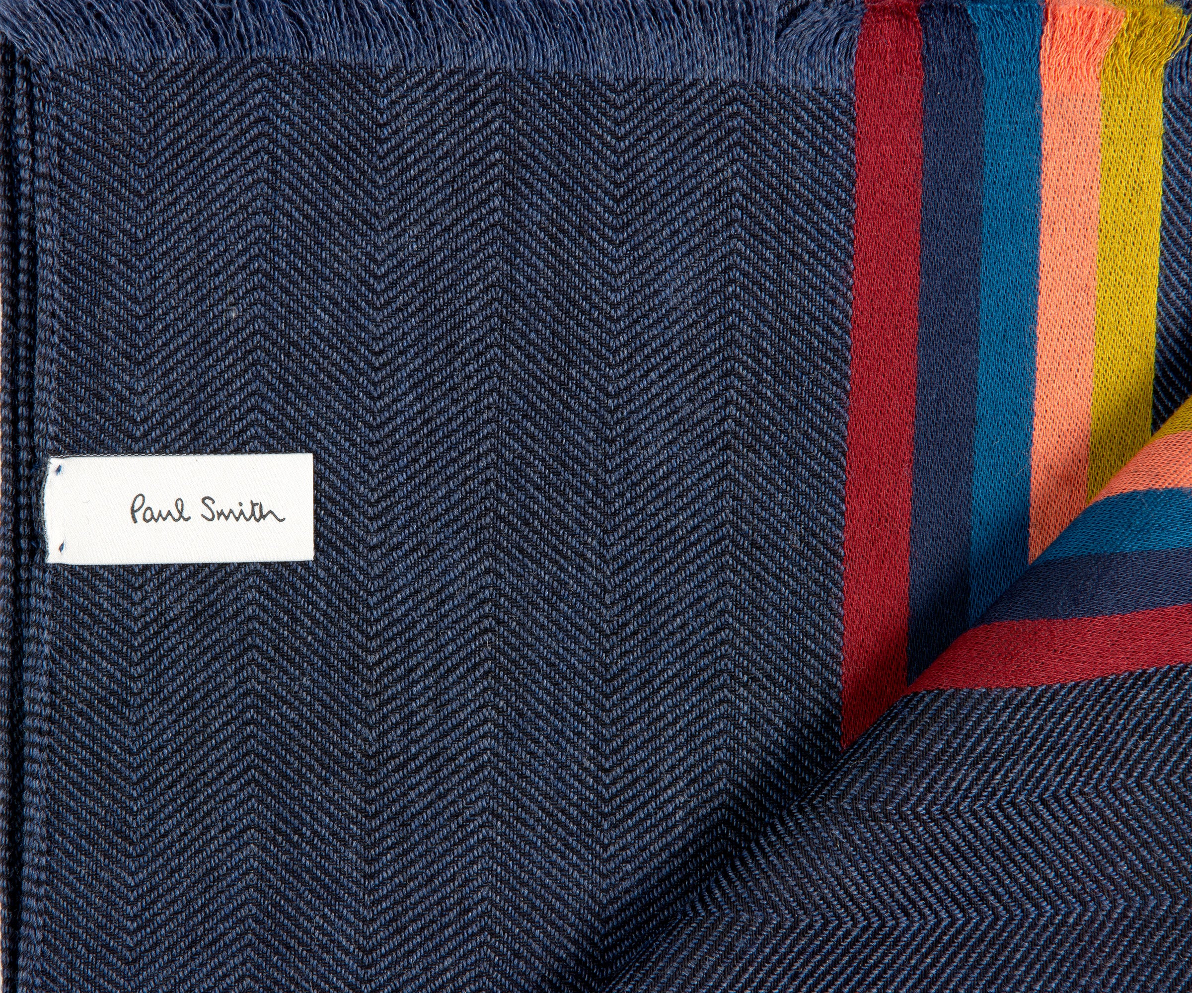 Paul Smith Central Stripe Scarf Navy - Image 3
