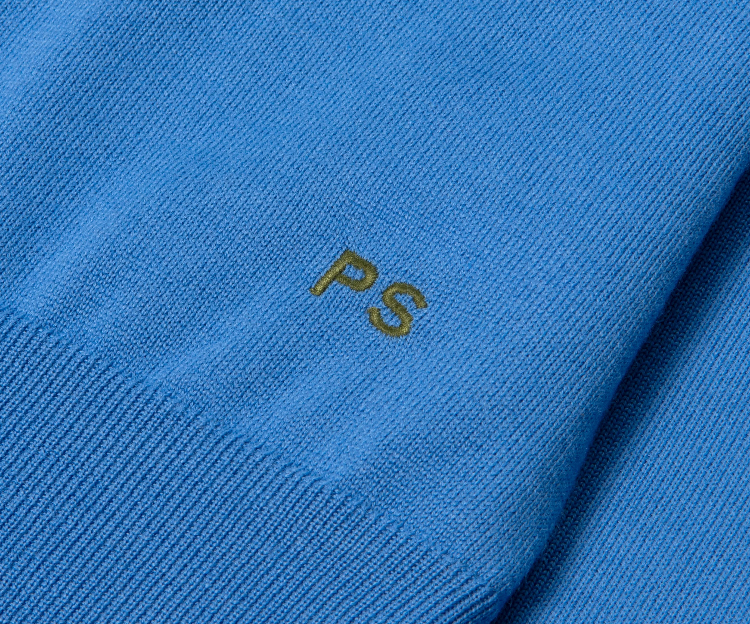 Paul Smith PS Knitted Merino Wool LS Polo Powder Blue - Image 3