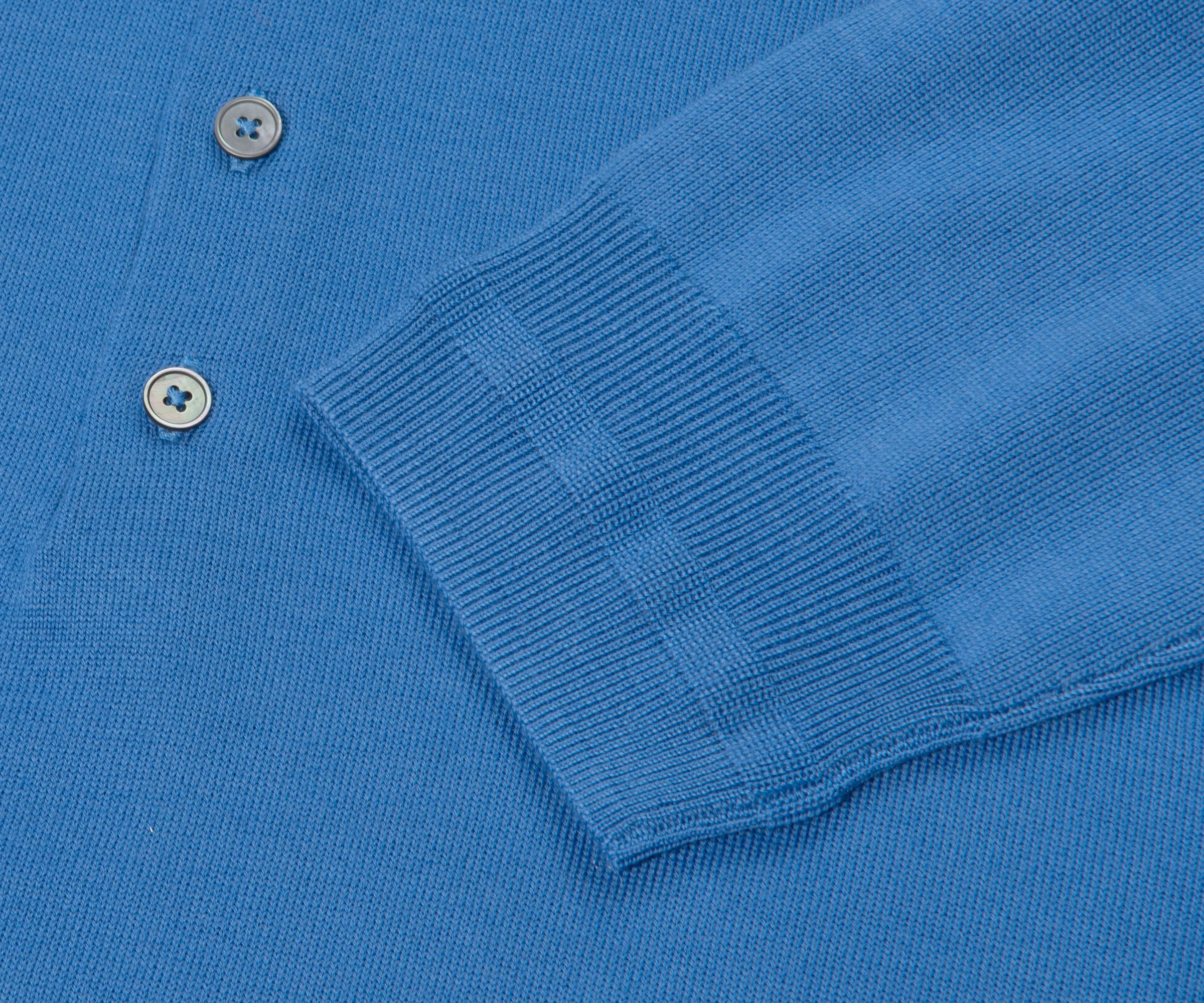 Paul Smith PS Knitted Merino Wool LS Polo Powder Blue - Image 4