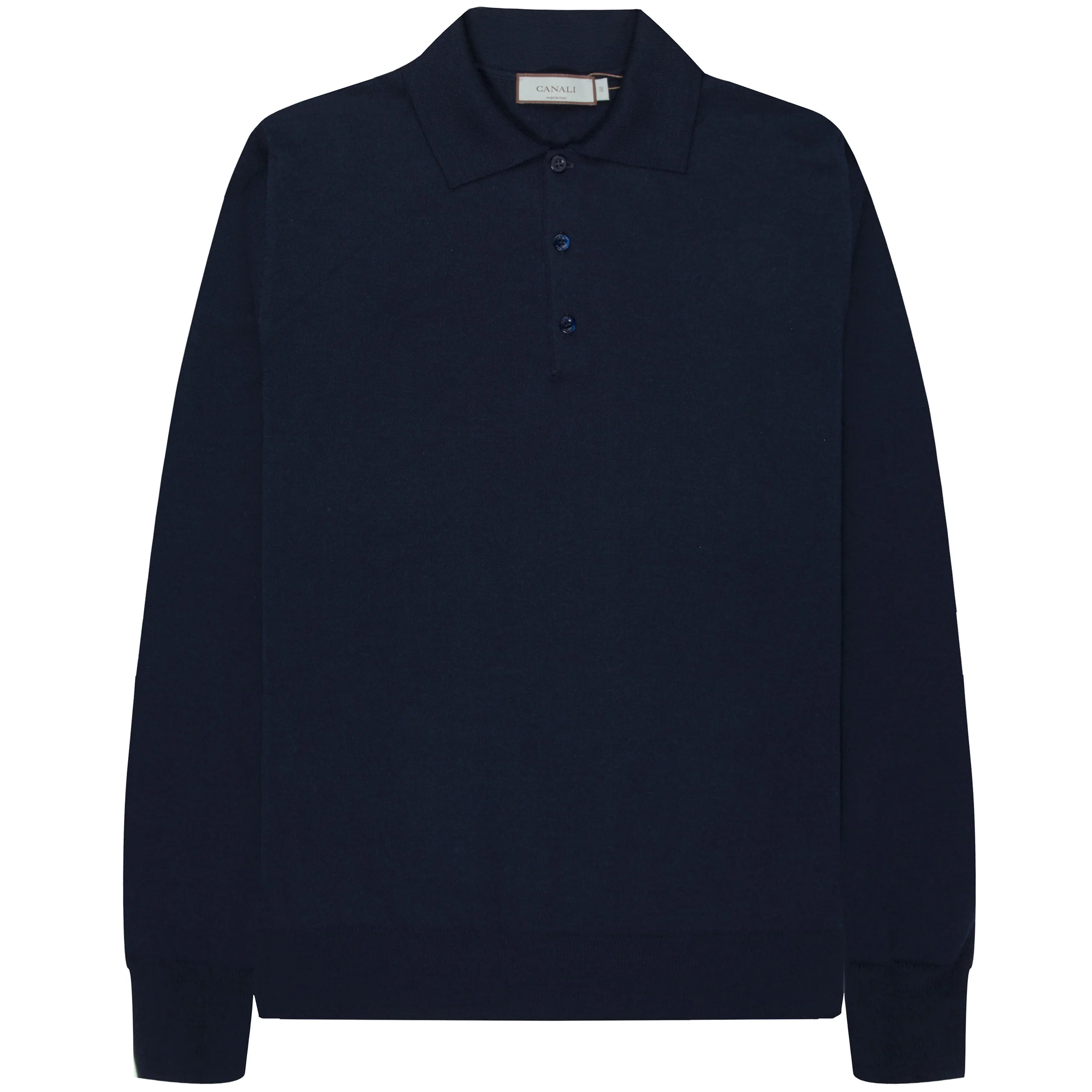 Canali LS Merino Polo Navy