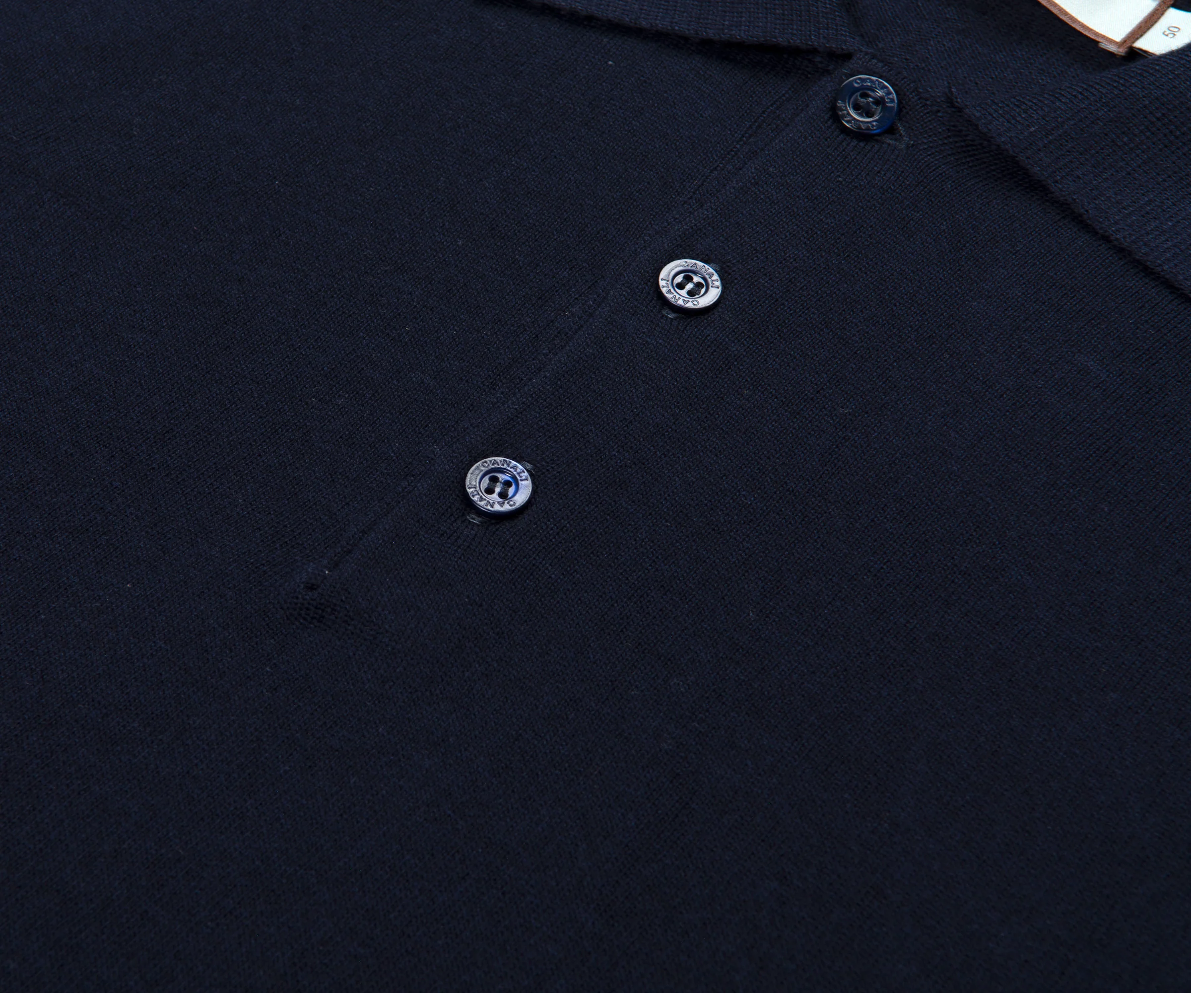 Canali LS Merino Polo Navy - Image 2