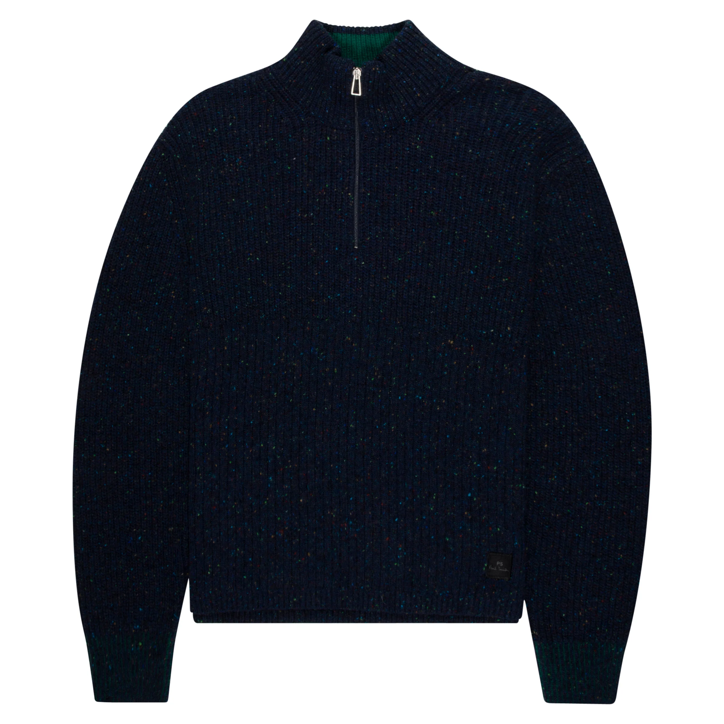 Paul Smith Speckled Ribbed 1/4 Zip Sweater Navy/Multi