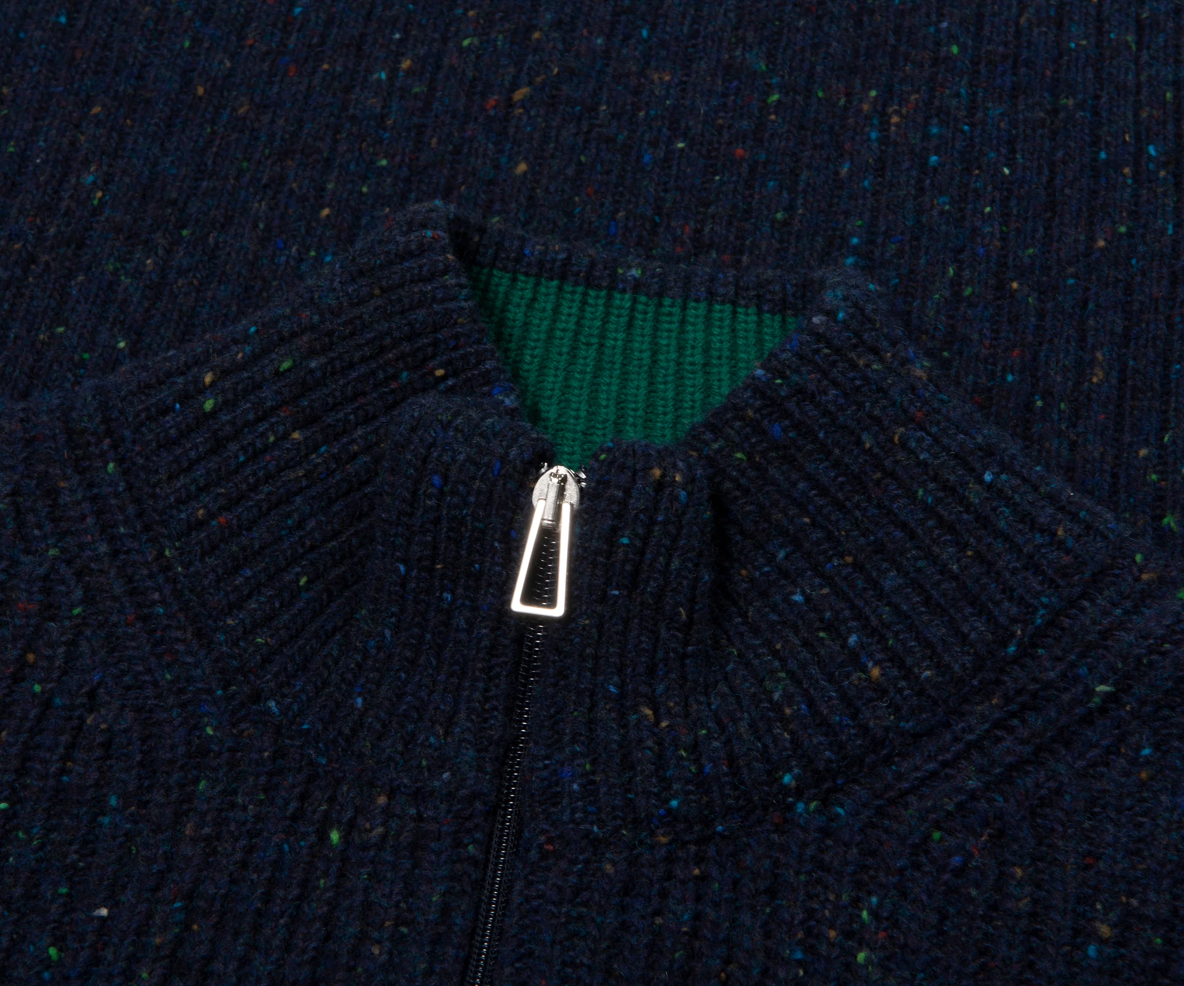 Paul Smith Speckled Ribbed 1/4 Zip Sweater Navy/Multi - Image 2