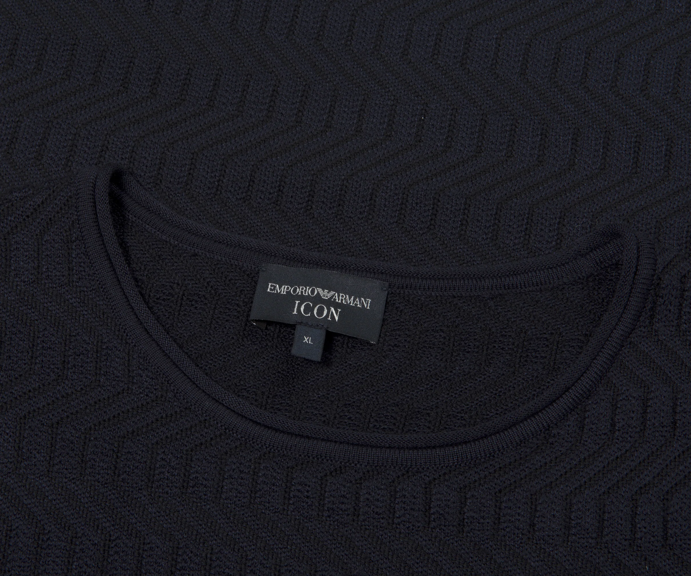 Emporio Armani Icon Knitted Merino Wool T-Shirt Navy - Image 3