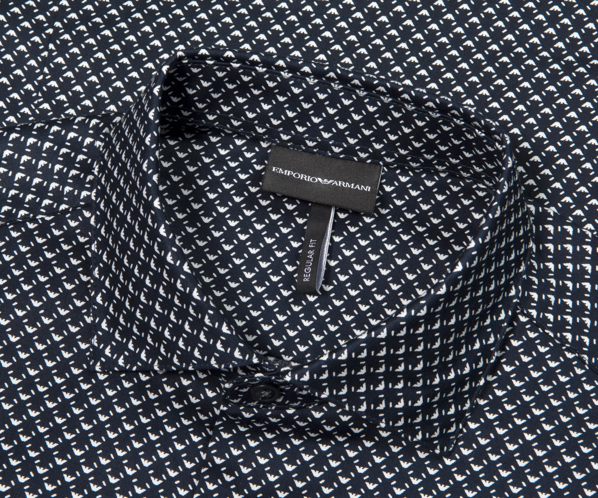 Emporio Armani Multi Eagle Patterned Shirt Navy/White - Image 3