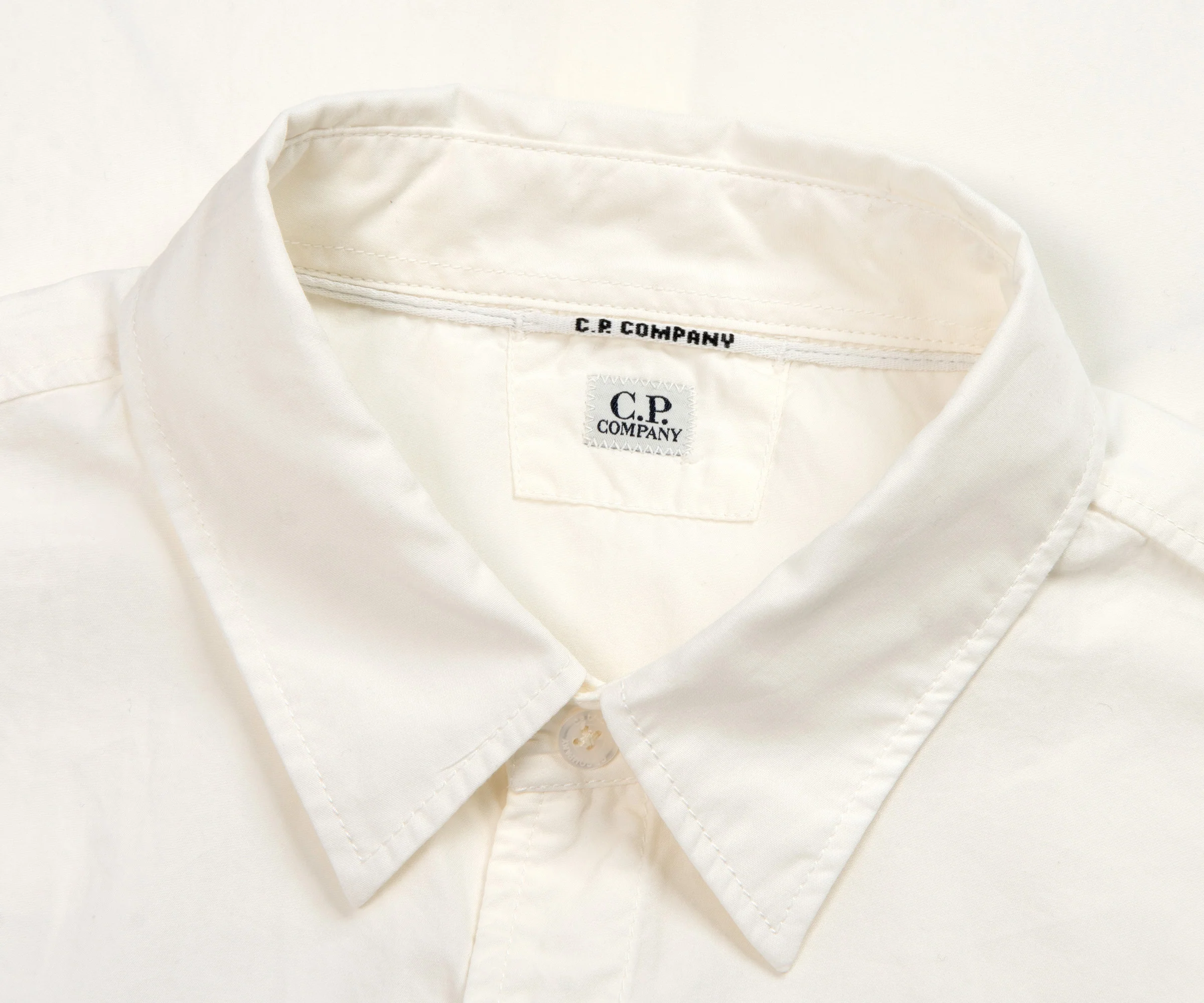 C.P. Company LS Poplin Shirt Off White - Image 5