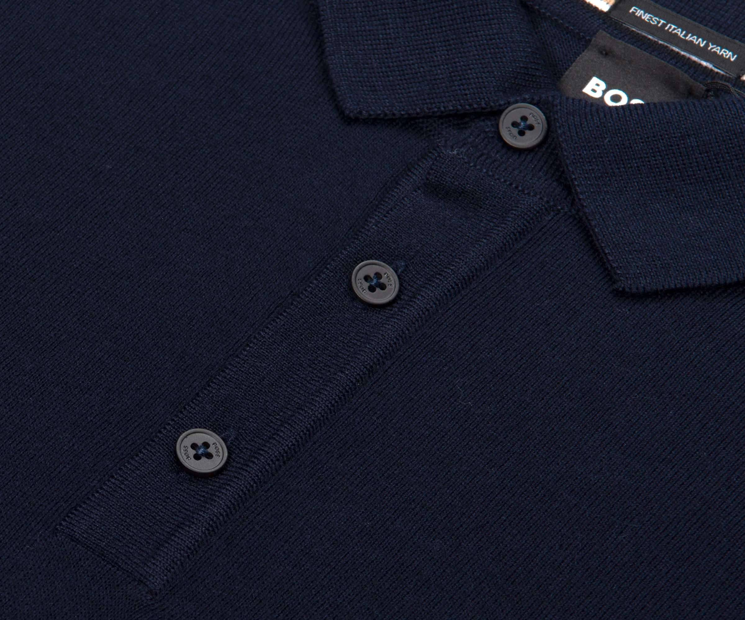 BOSS H-Peaver Slim Fit Mercerised Polo Dark Navy - Image 2