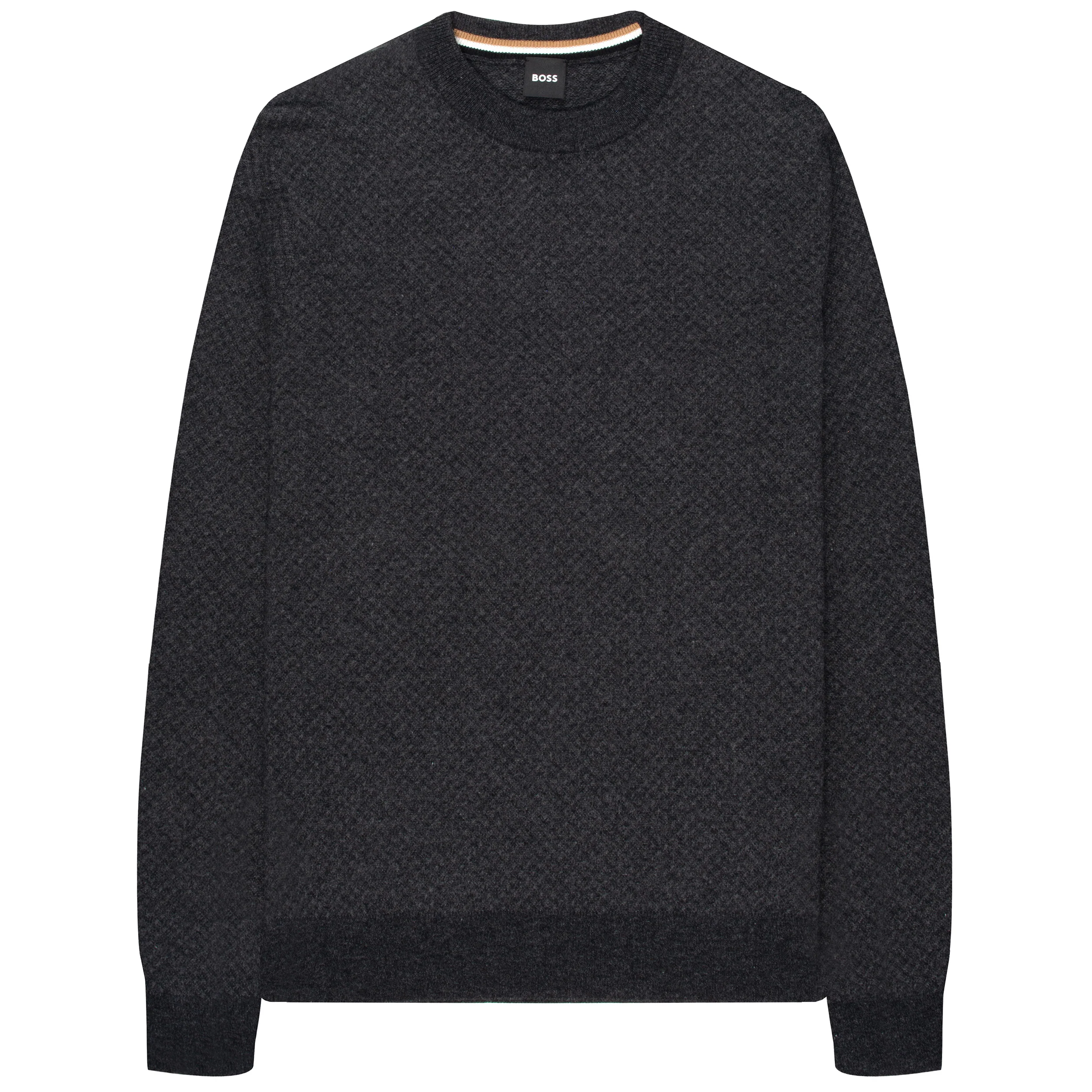 BOSS H-Eltoro Textured Crew Neck Knitwear Dark Grey
