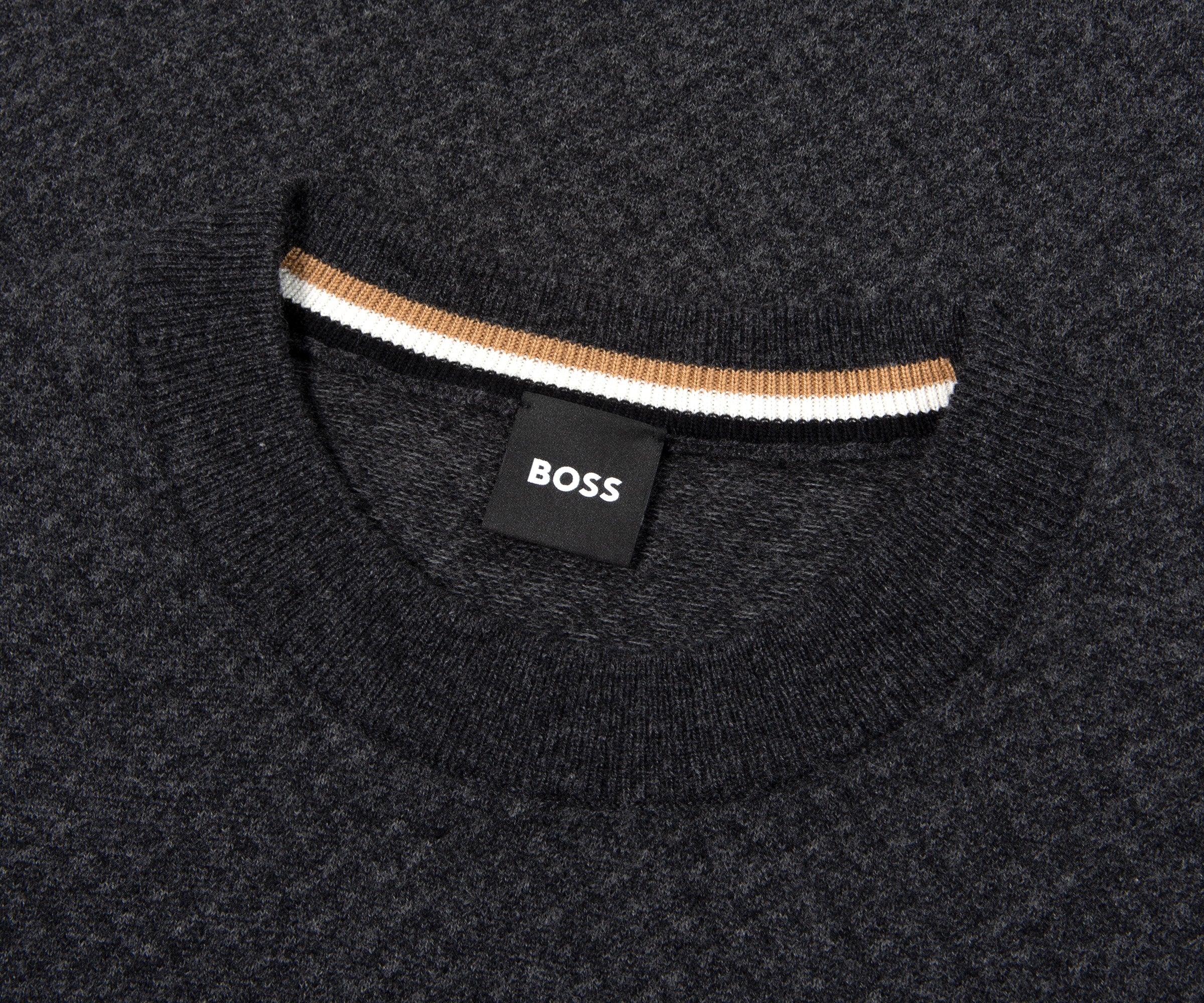 BOSS H-Eltoro Textured Crew Neck Knitwear Dark Grey - Image 3