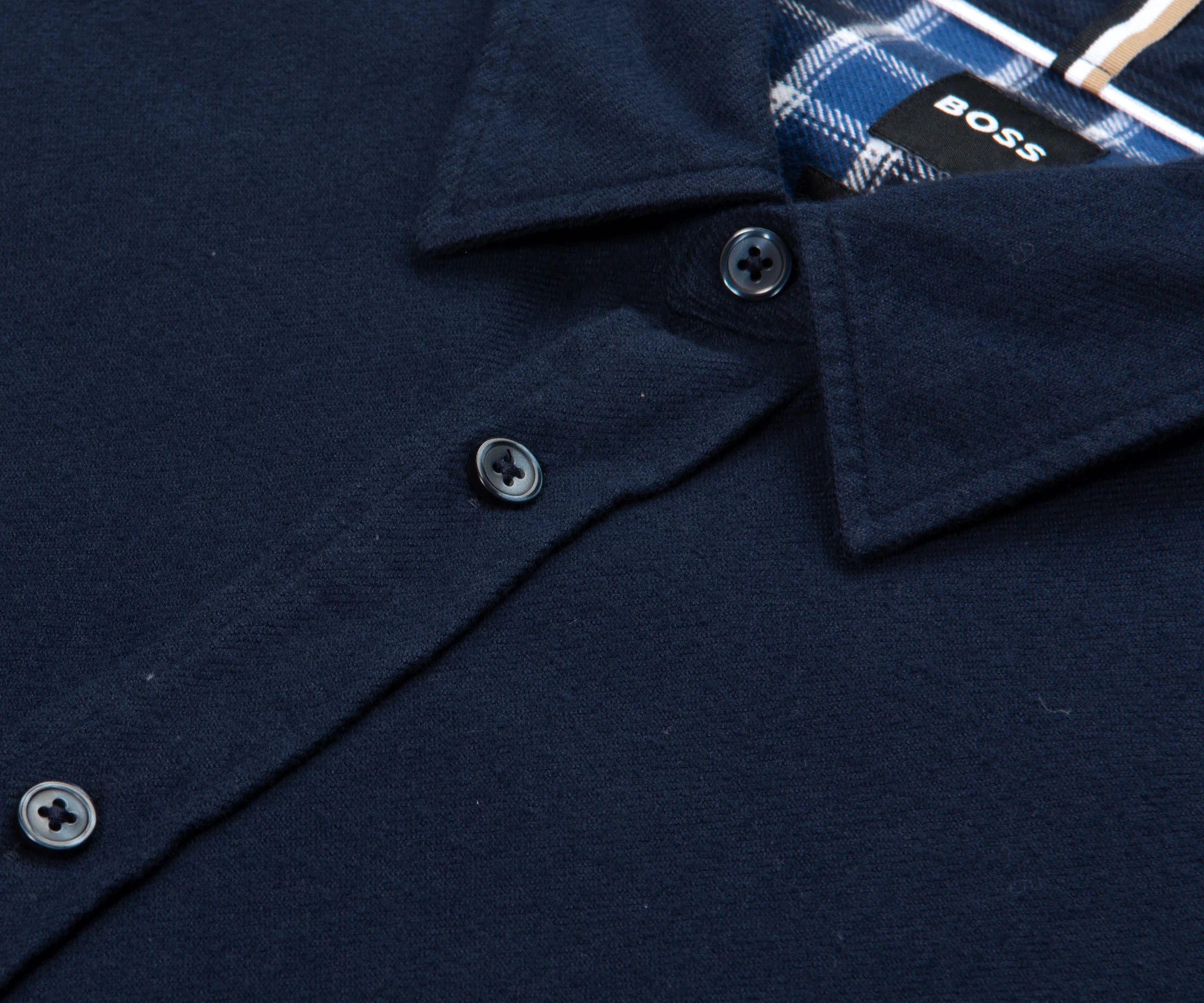 BOSS Brushed Cotton Shirt Navy - Image 2