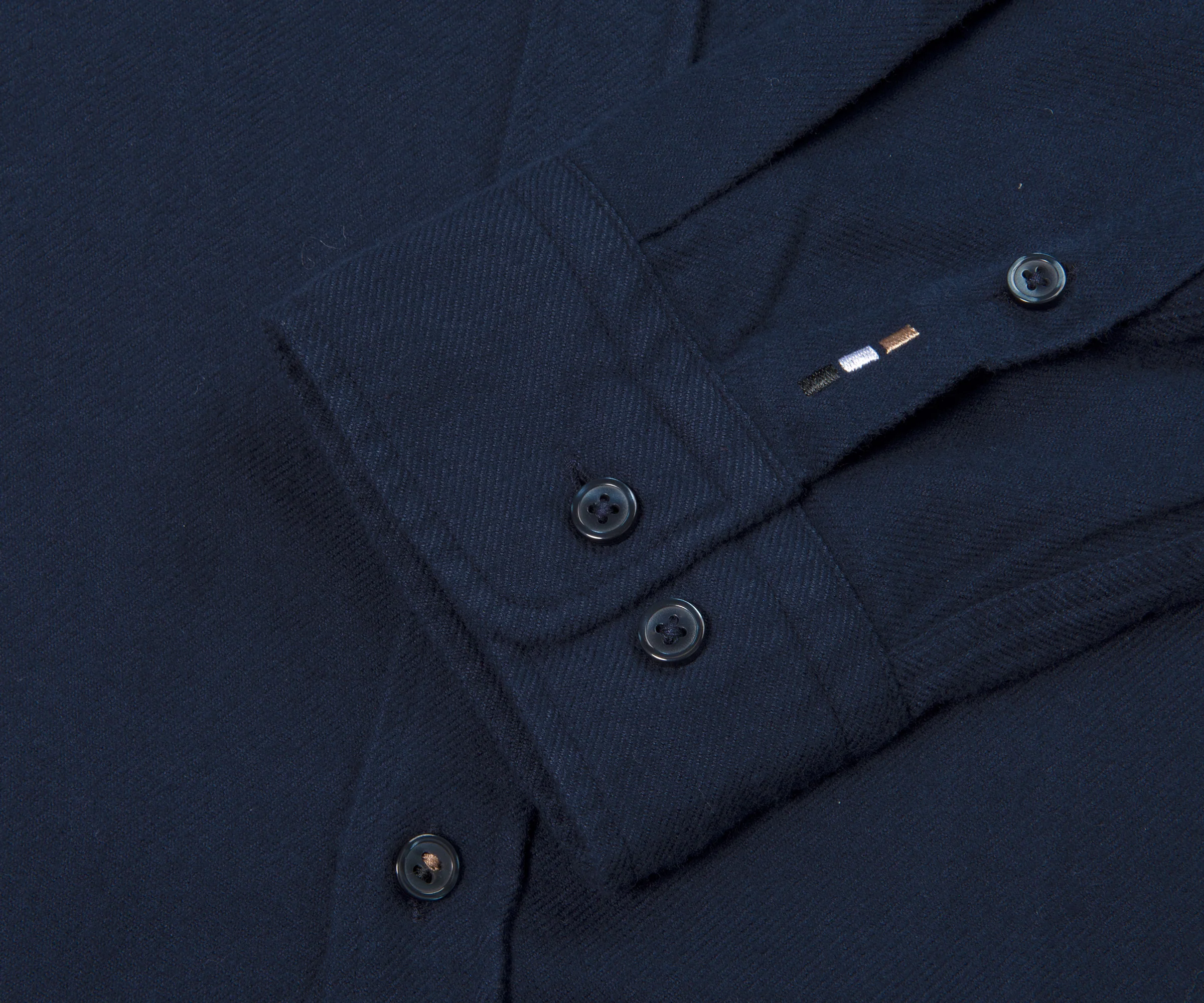 BOSS Brushed Cotton Shirt Navy - Image 3