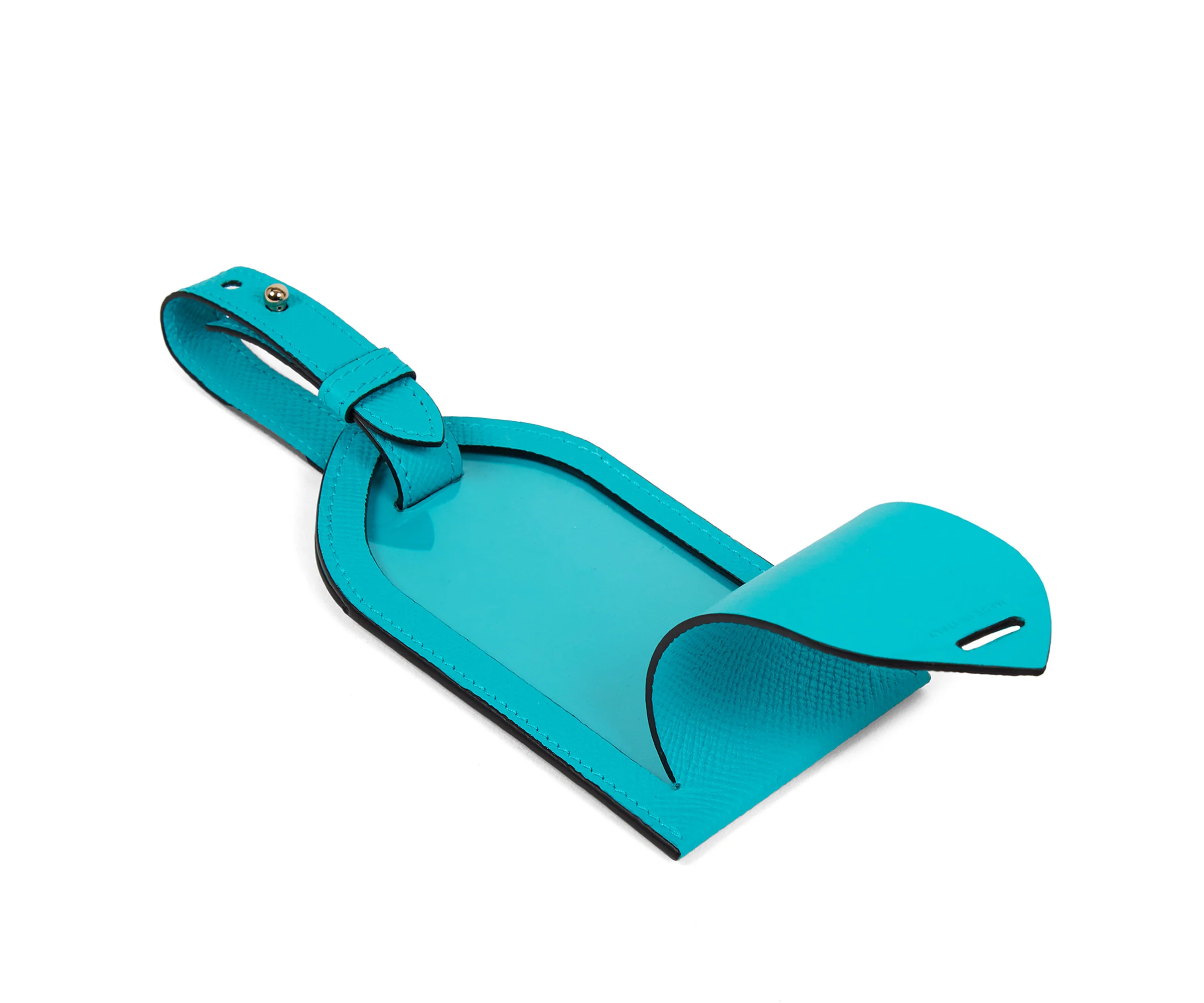 Smythson Luggage Tag Panama Leather Turquoise - Image 3