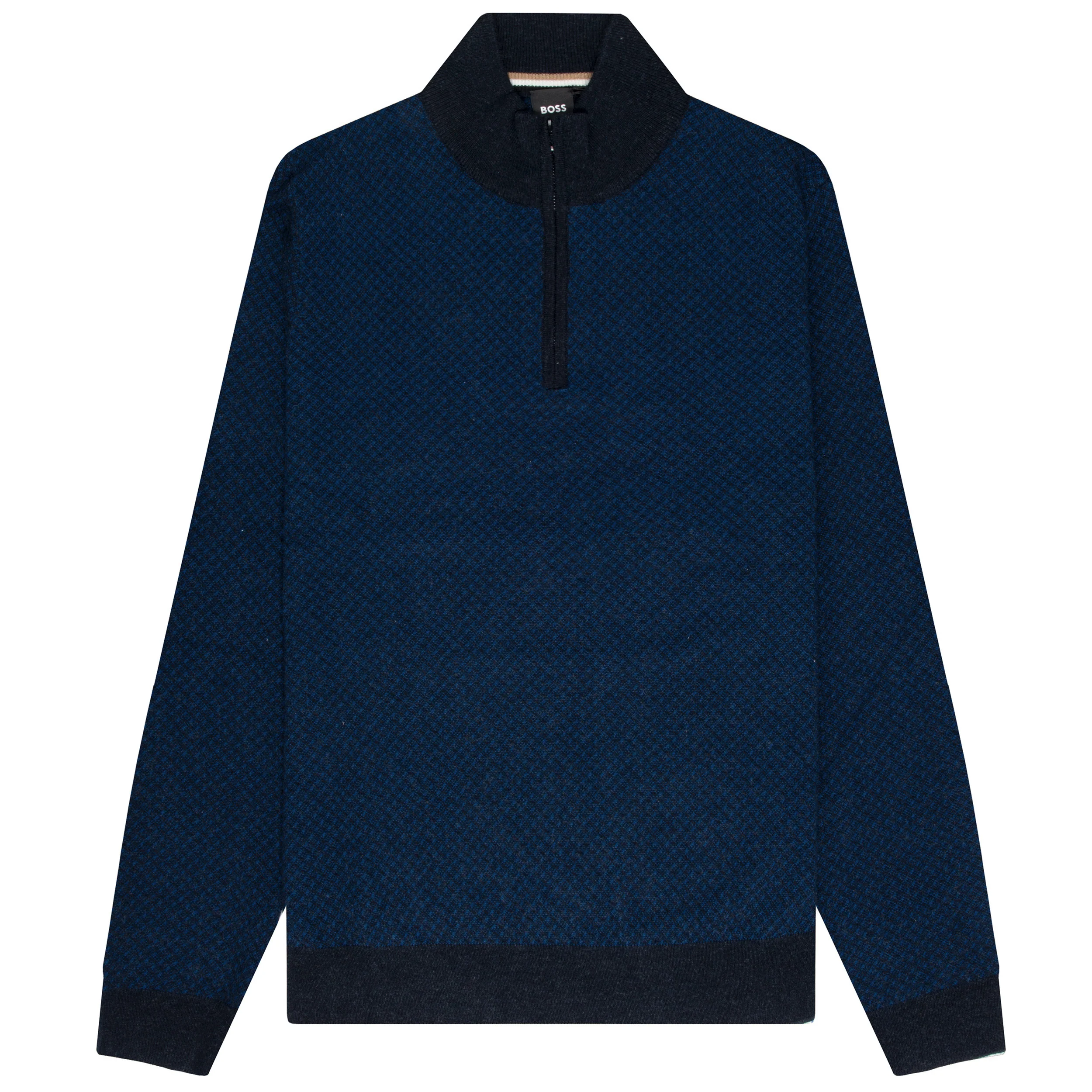 BOSS H-Eltorino Textured 1/4 Zip Knitwear Navy