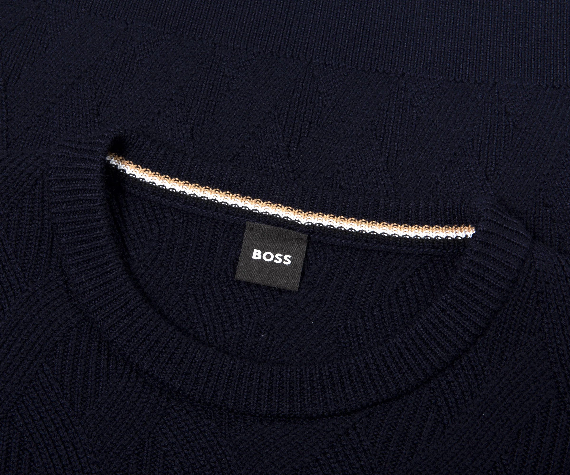 BOSS H-Elfredo woollen Patterned Knit Navy - Image 3