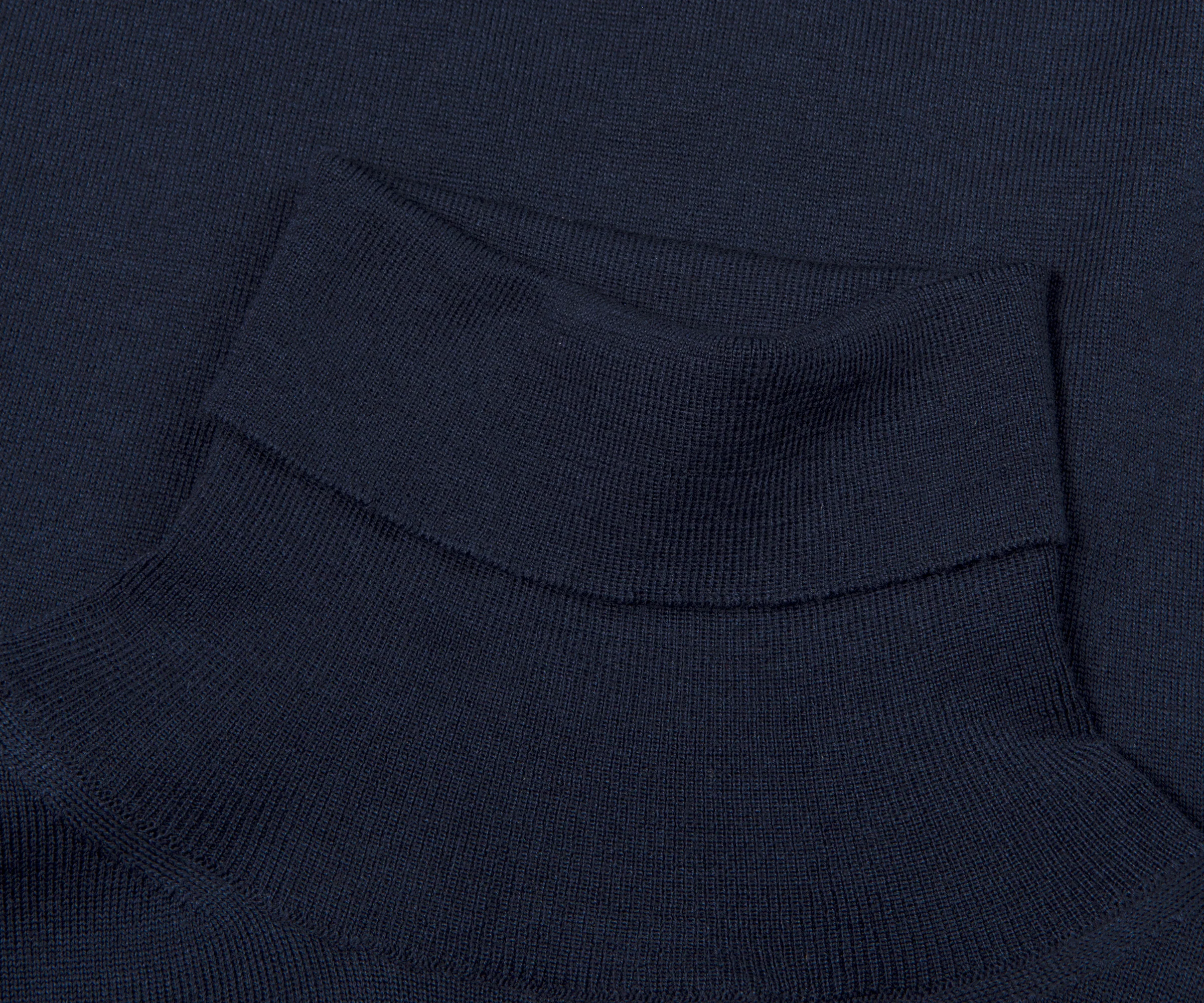 Canali Merino Wool Roll Neck Navy - Image 3