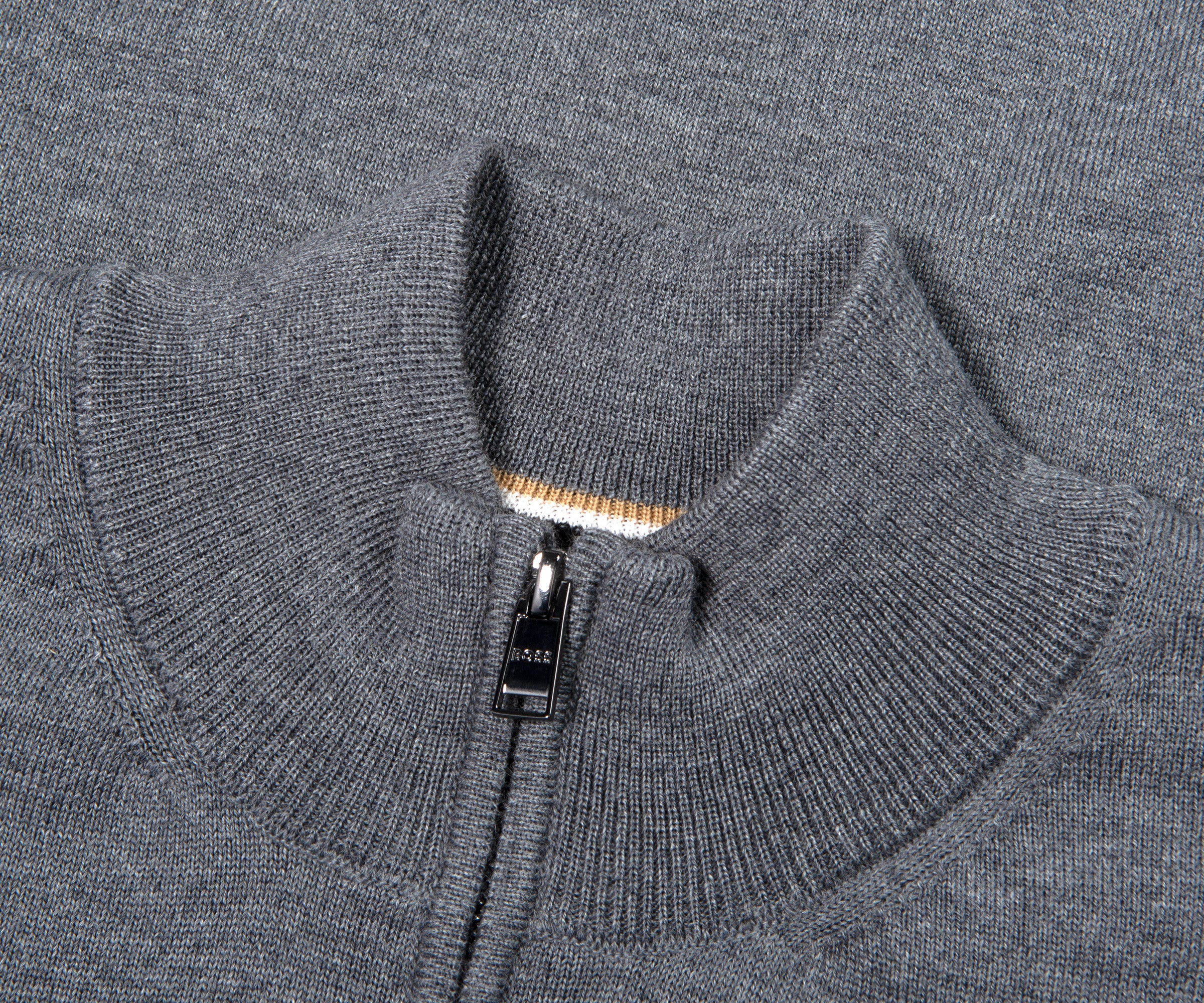 BOSS Ebenji 1/4 Zip Wool Knitwear Medium Grey - Image 4