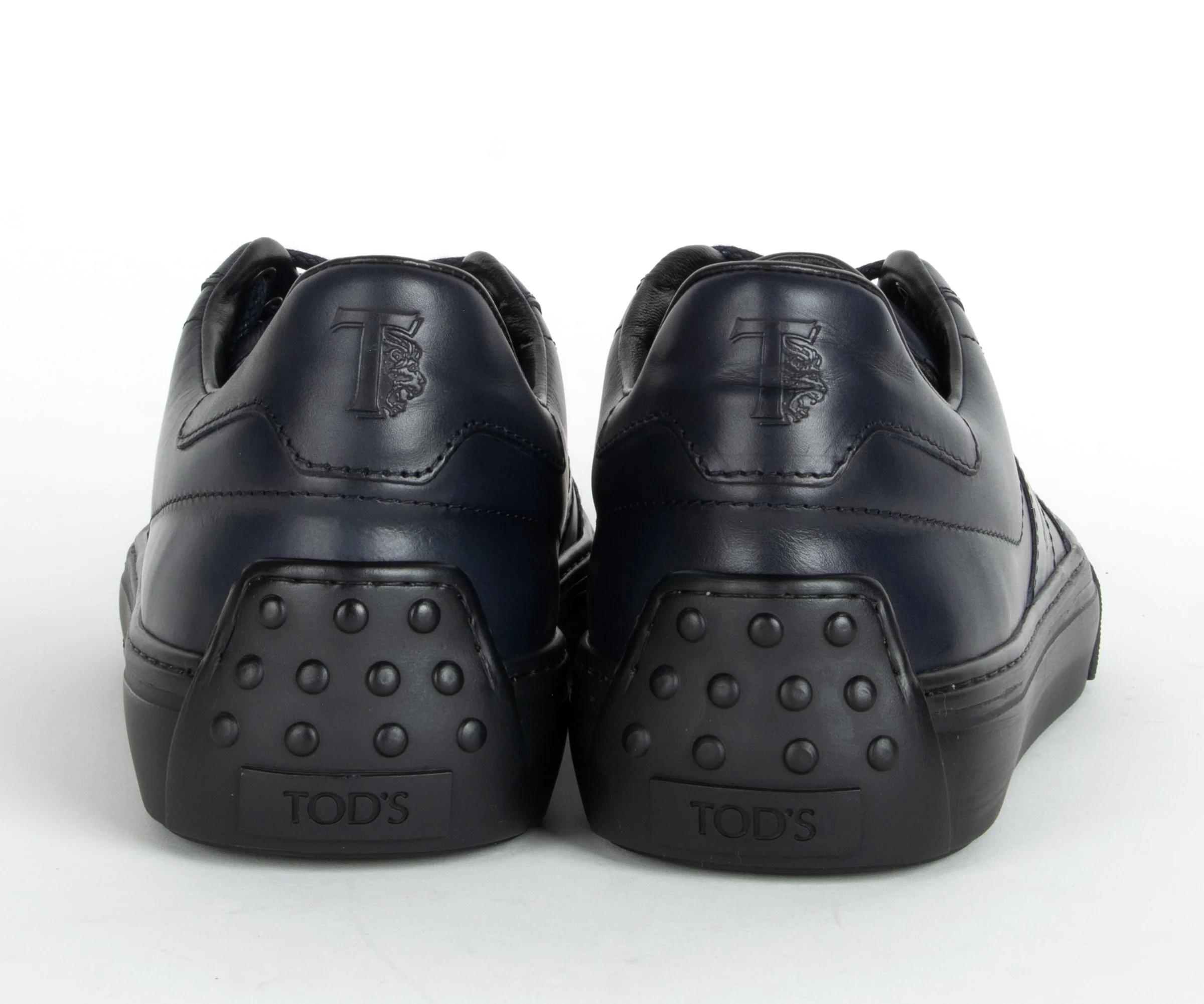 Tods Allacciata Leather Trainers Dark Navy - Image 4