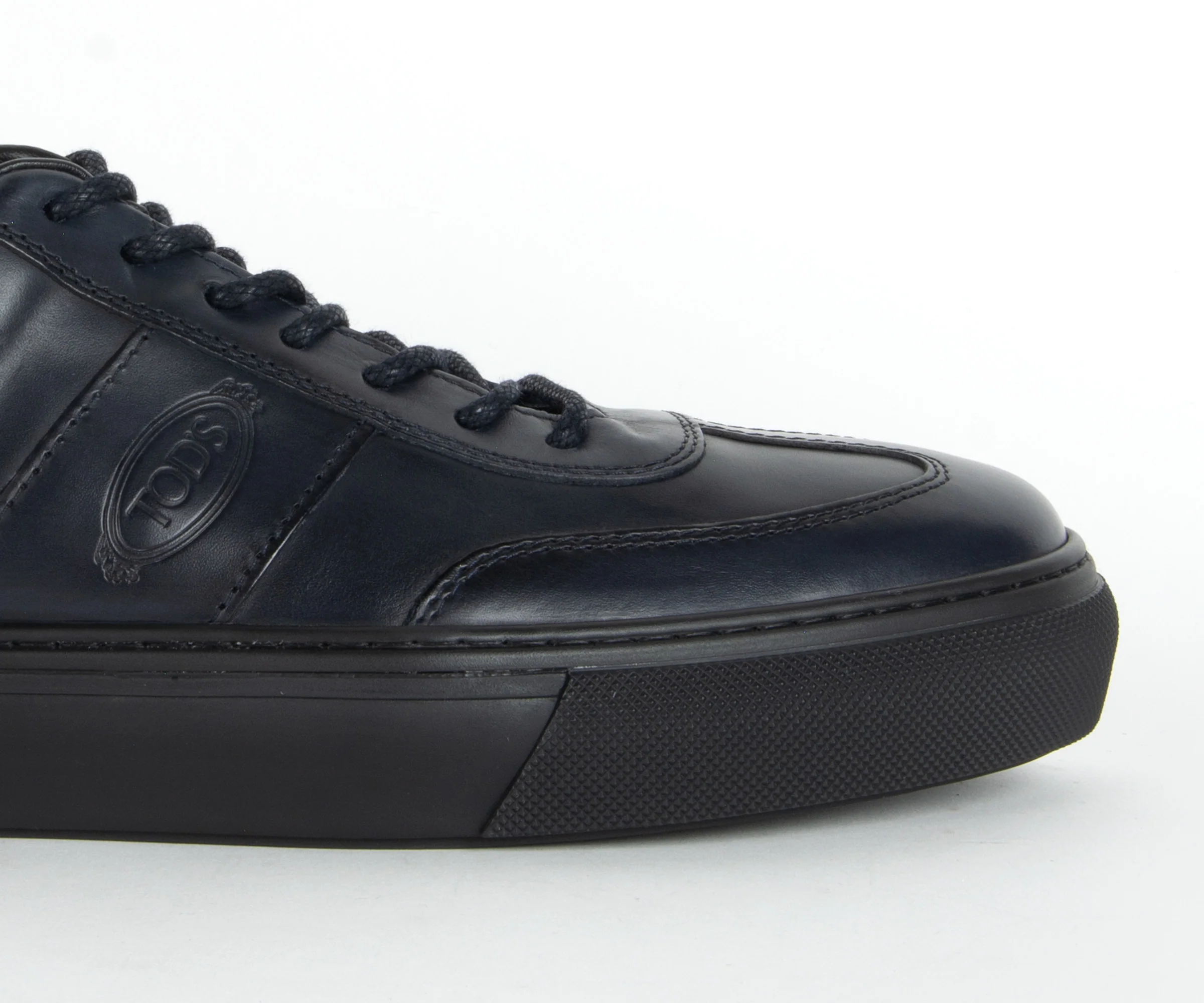 Tods Allacciata Leather Trainers Dark Navy - Image 5