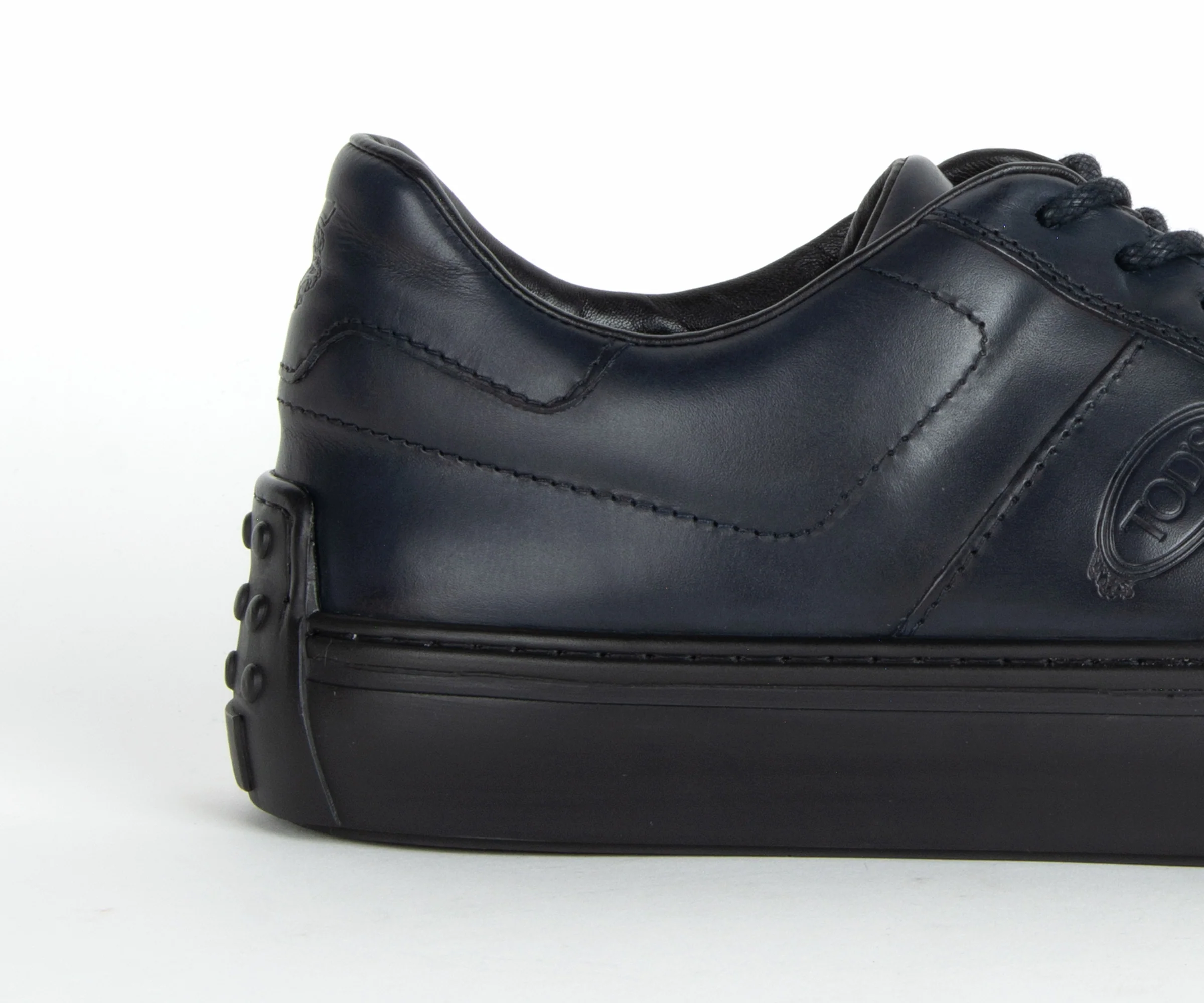 Tods Allacciata Leather Trainers Dark Navy - Image 6