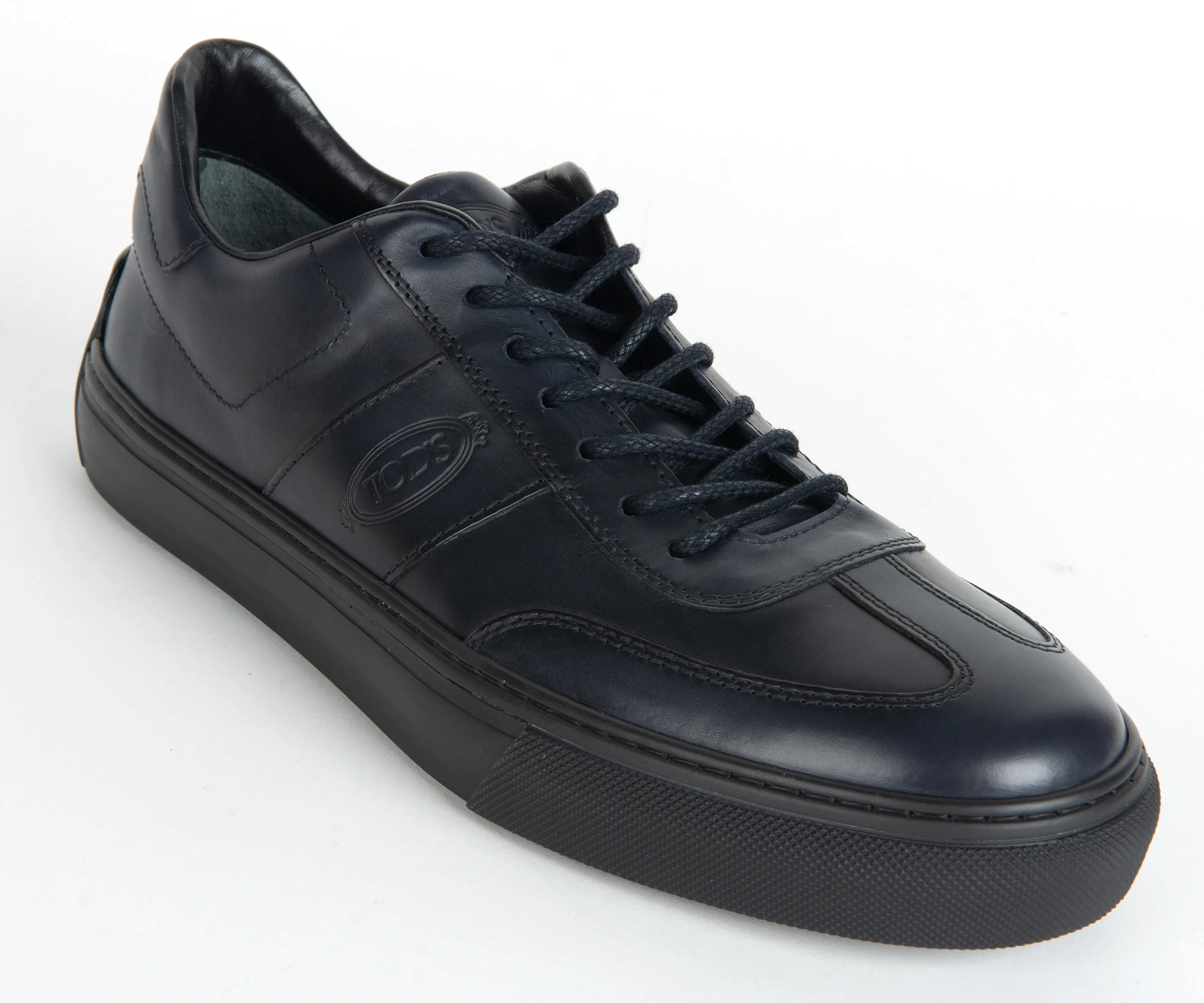 Tods Allacciata Leather Trainers Dark Navy - Image 7