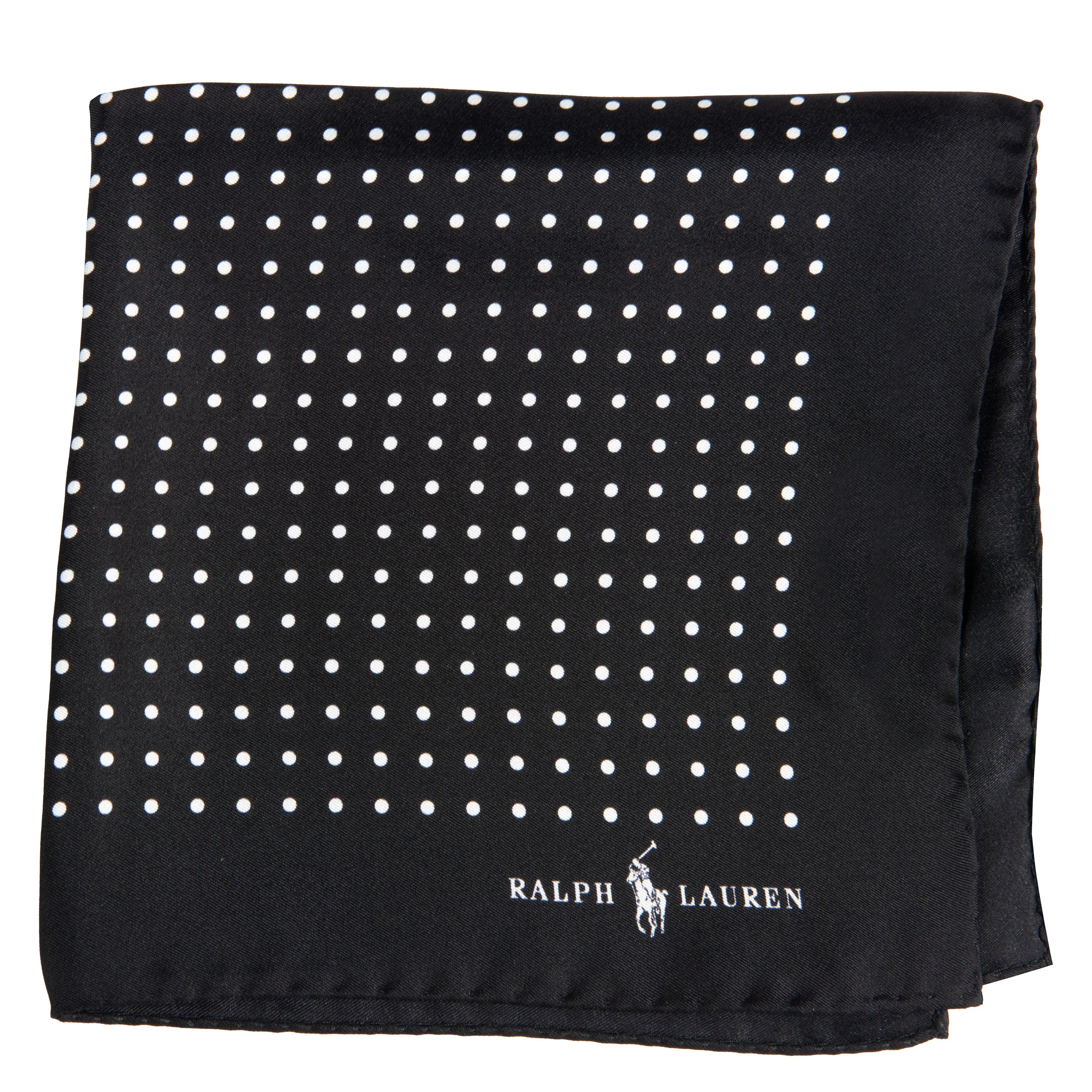 Ralph Lauren Polka-Dot Silk Pocket Square Black