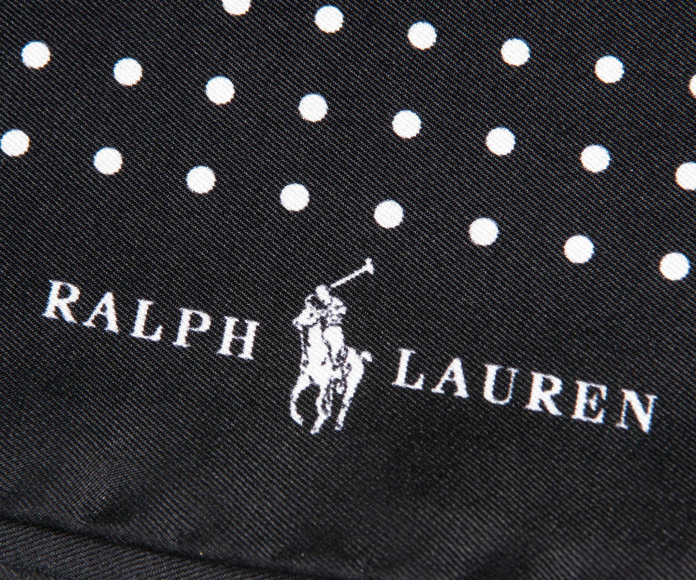 Ralph Lauren Polka-Dot Silk Pocket Square Black - Image 2