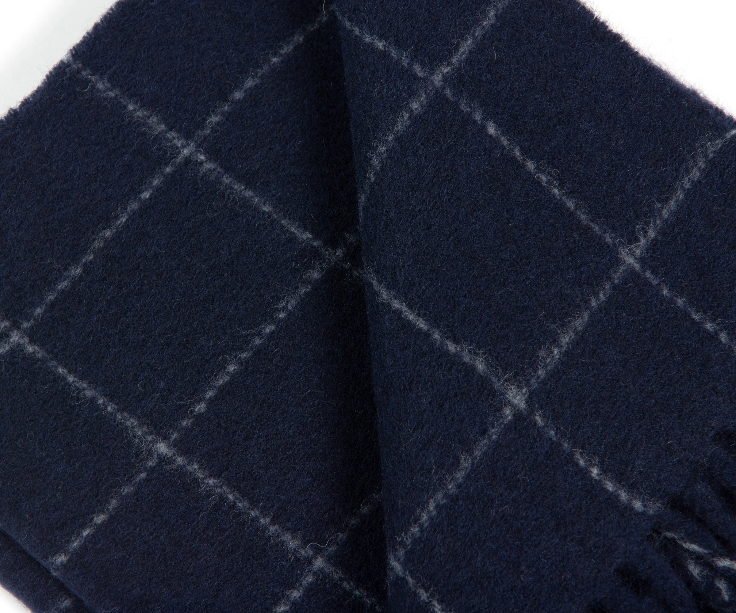 Ralph Lauren Windowpane Plaid Wool Scarf Hunter Navy - Image 3