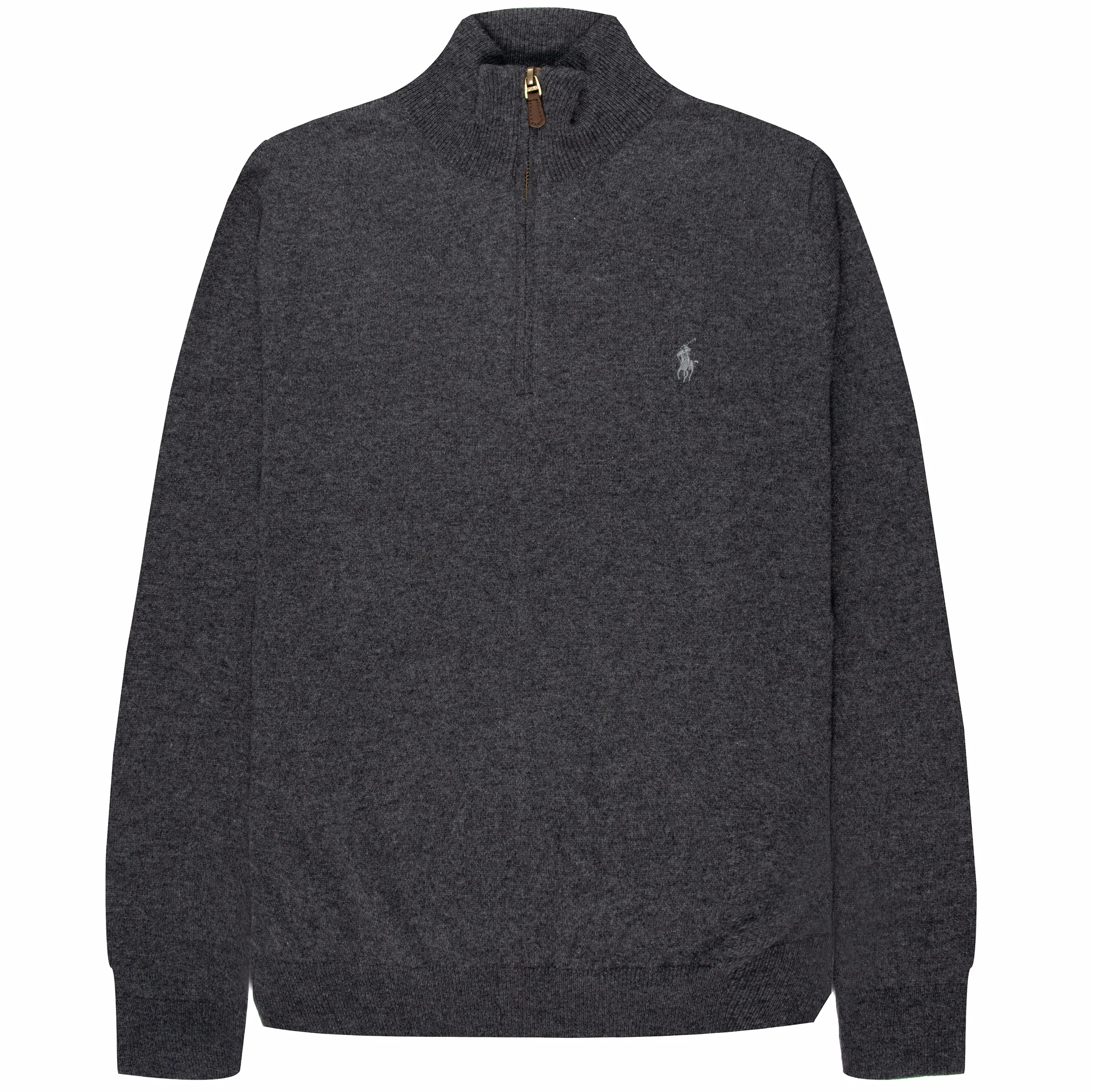 Ralph Lauren Classic Logo 1/4 Zip Knit Dark Charcoal Heather