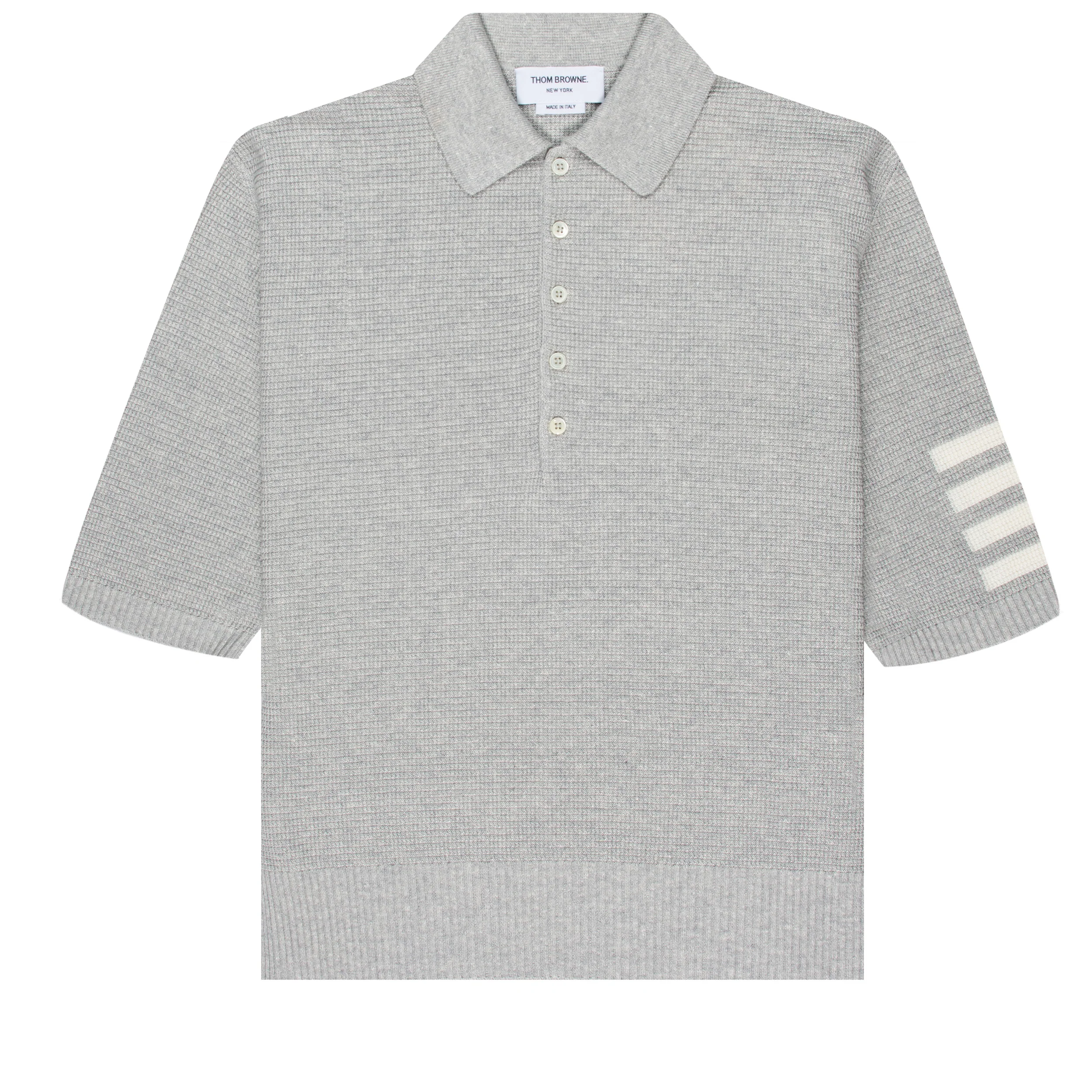 Thom Browne Linen Cotton 4-Bar Relaxed Fit Polo Grey