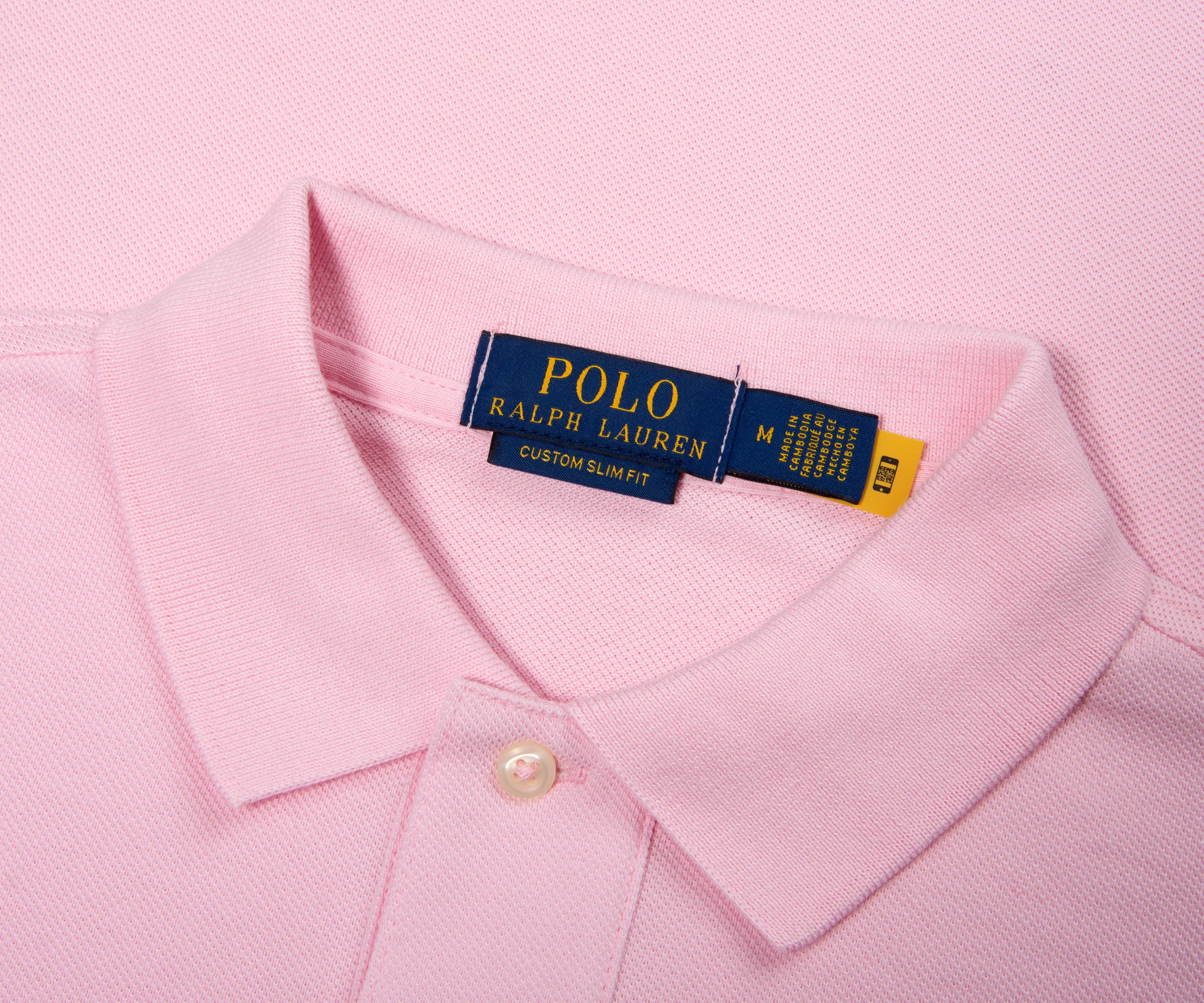Ralph Lauren Custom Slim Fit Mesh polo Shirt Bath Pink - Image 2