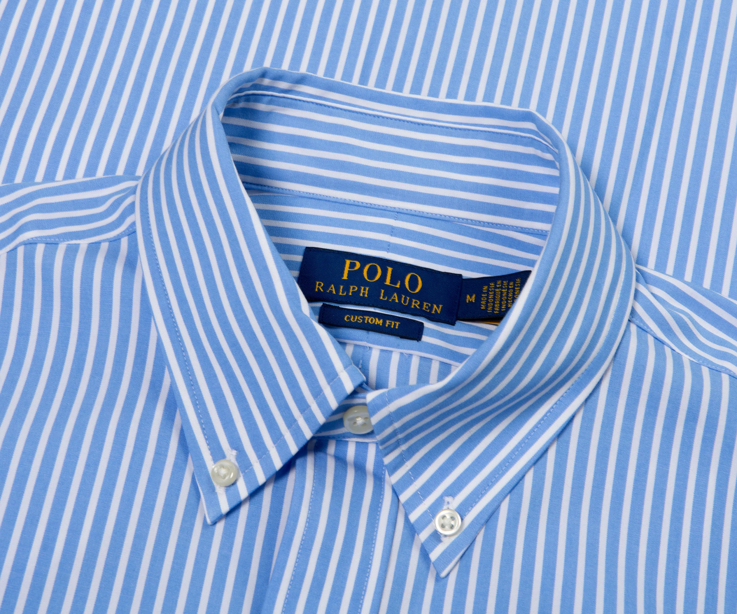 Ralph Lauren Custom Fit Stripe Stretch poplin Shirt Blue/White - Image 2