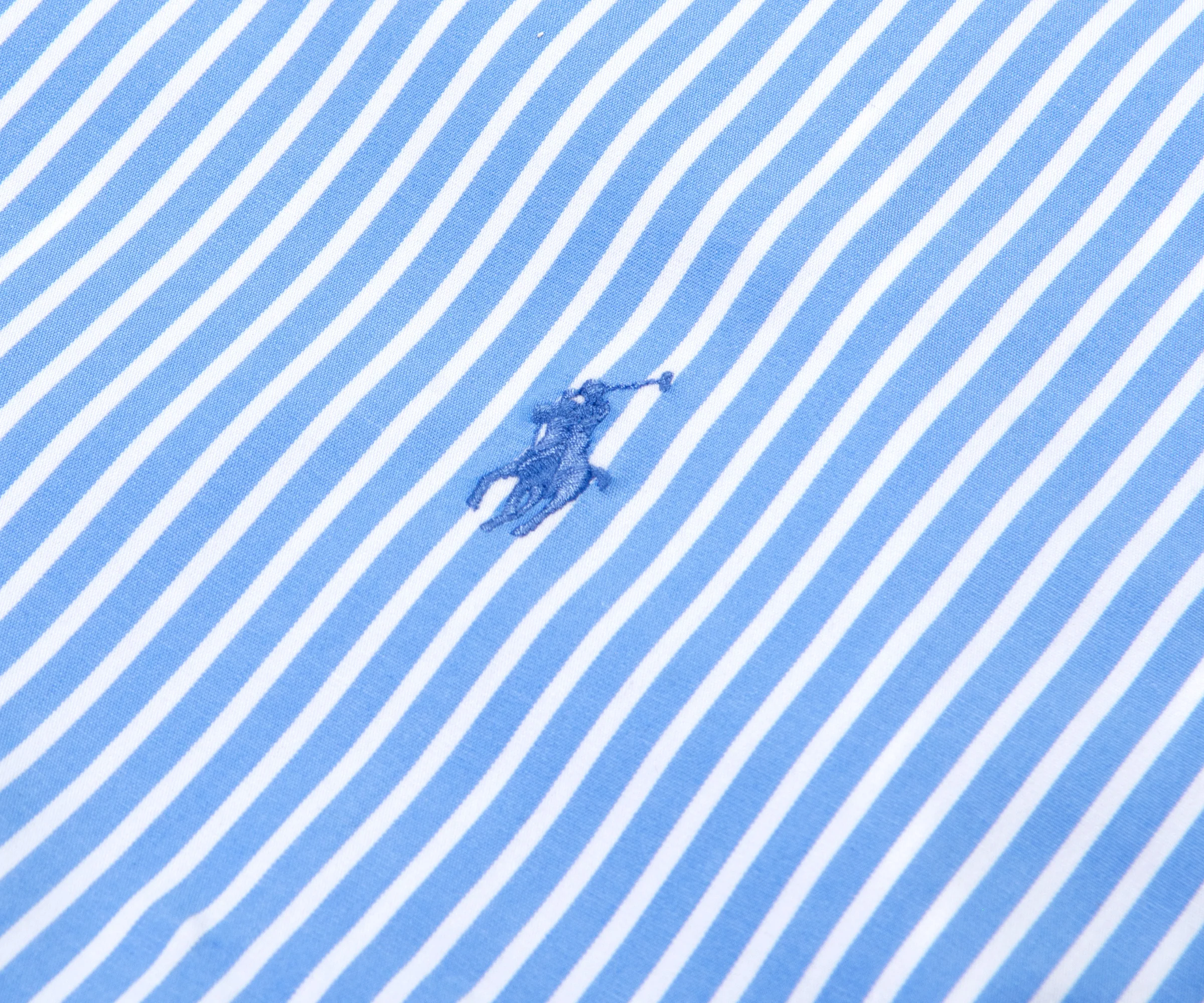Ralph Lauren Custom Fit Stripe Stretch poplin Shirt Blue/White - Image 3