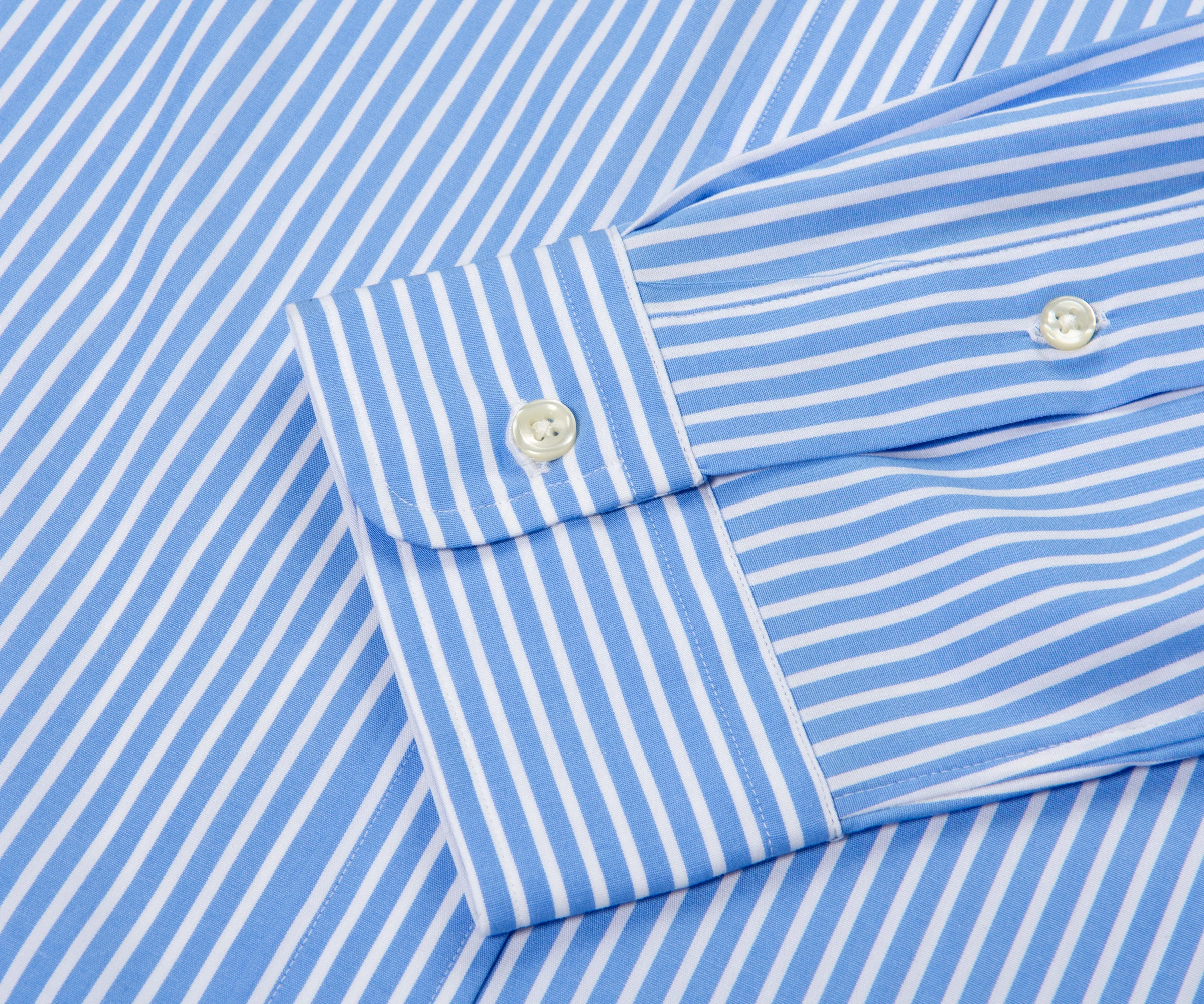 Ralph Lauren Custom Fit Stripe Stretch poplin Shirt Blue/White - Image 4