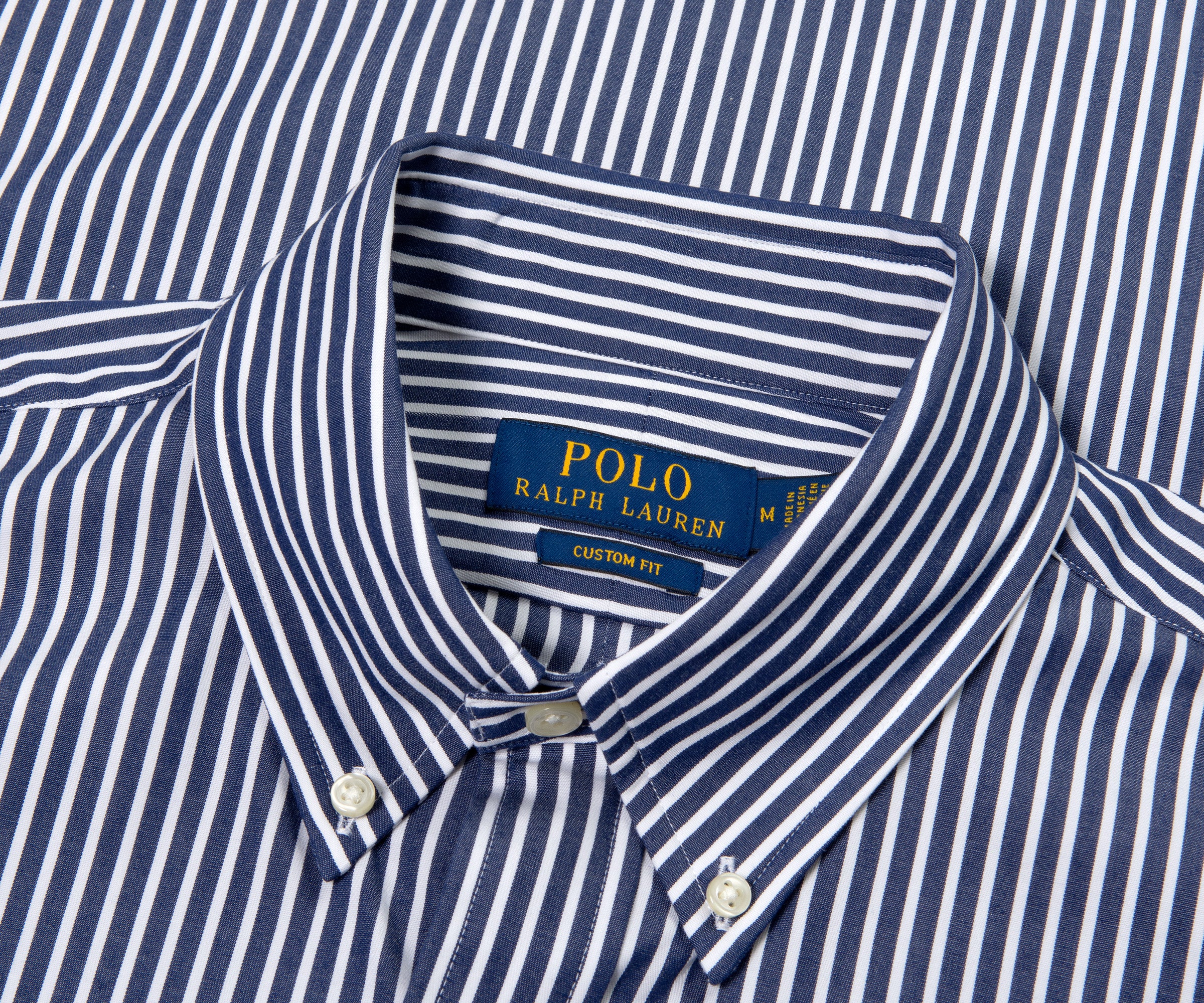 Ralph Lauren Custom Fit Stripe Stretch poplin Shirt Navy/White - Image 2