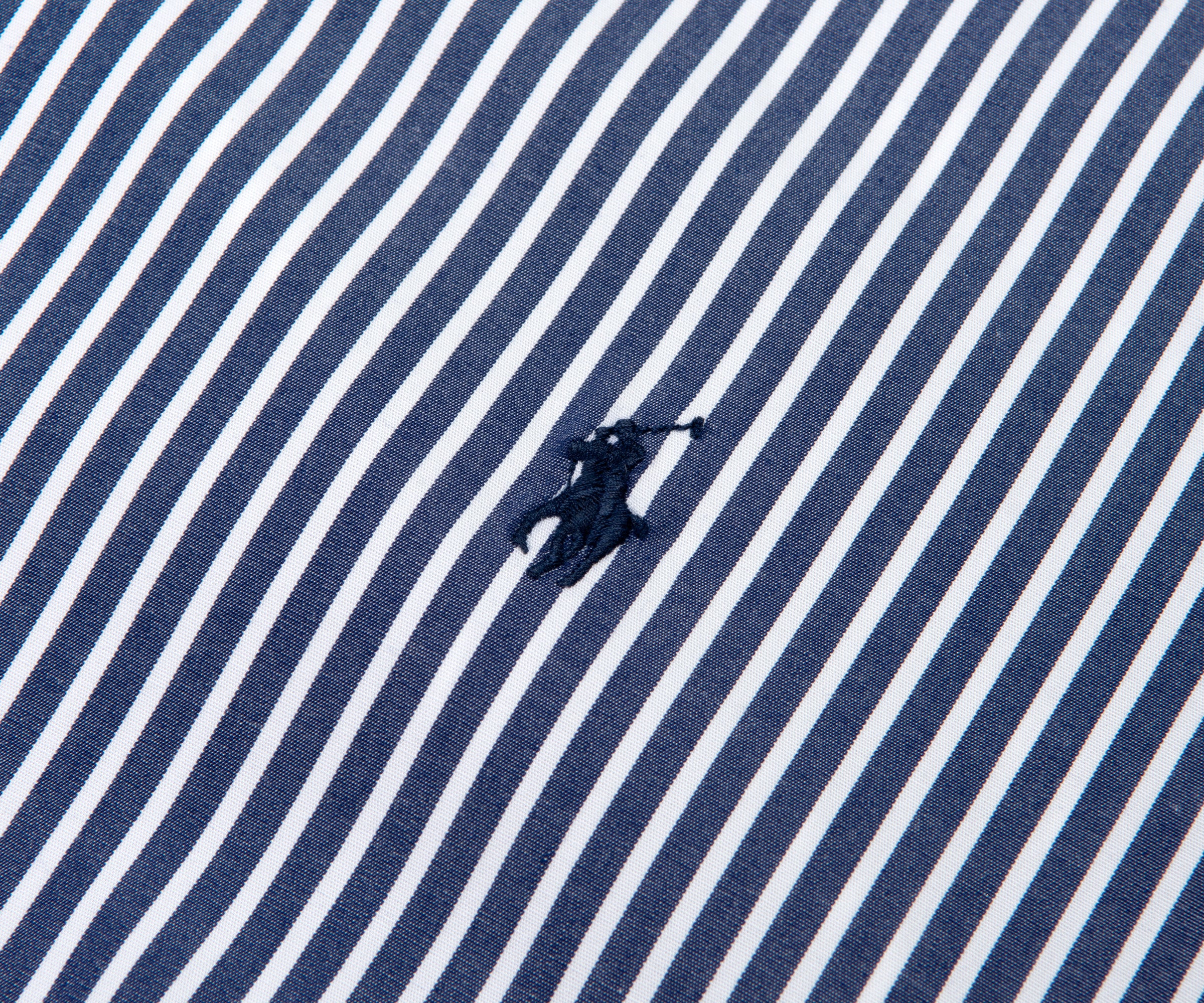 Ralph Lauren Custom Fit Stripe Stretch poplin Shirt Navy/White - Image 3